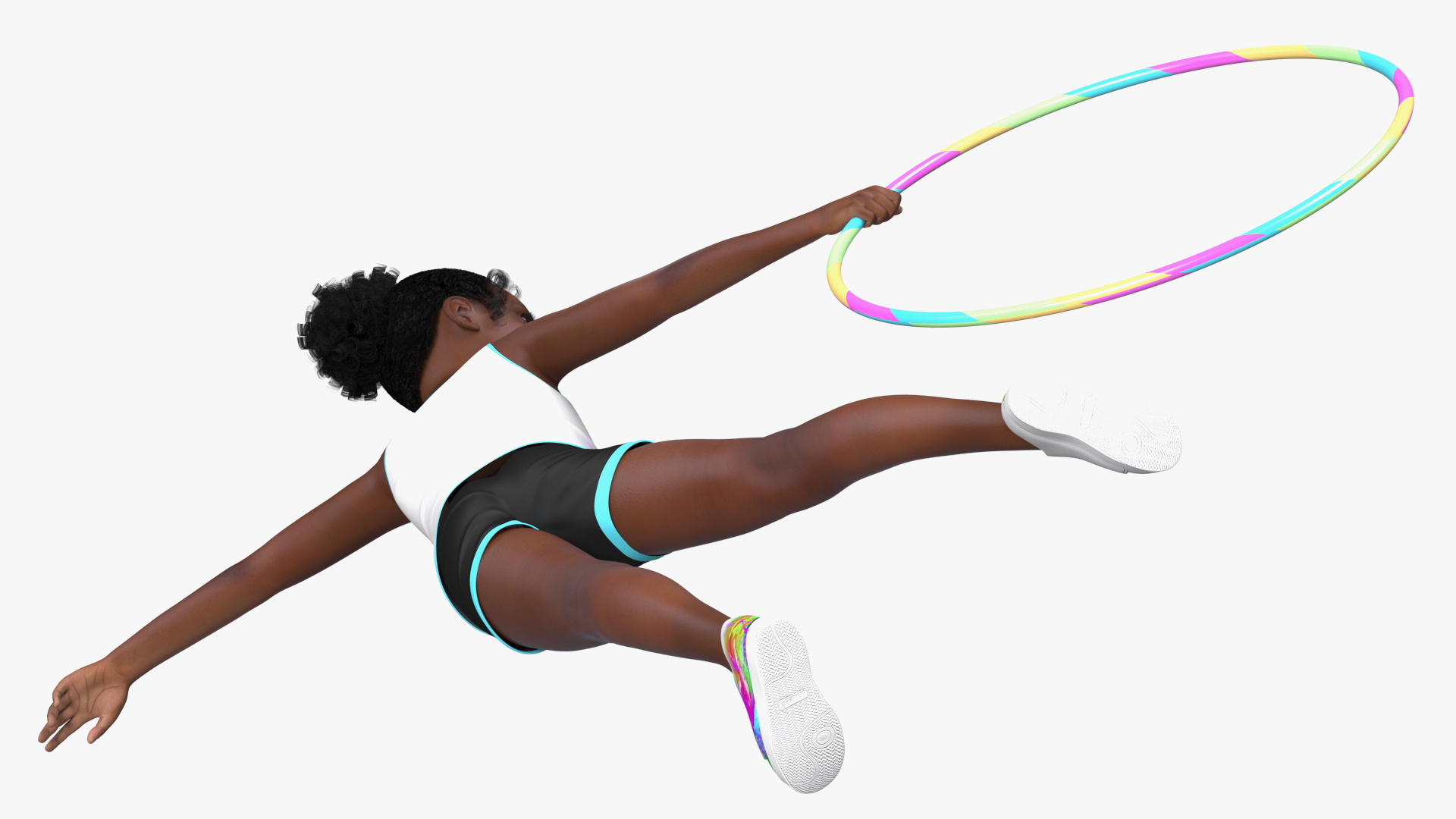 3D Black Child Girl With Hoop Pose