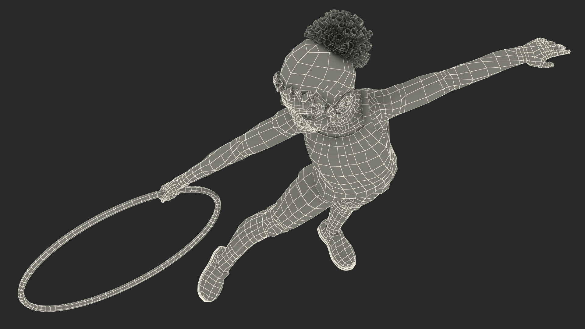 3D Black Child Girl With Hoop Pose
