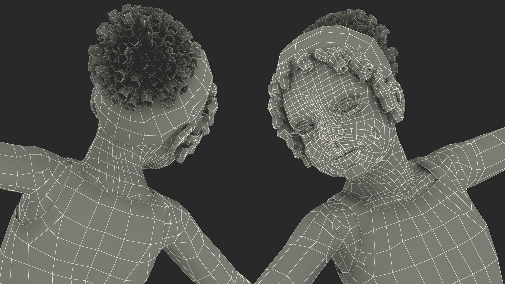 3D Black Child Girl With Hoop Pose