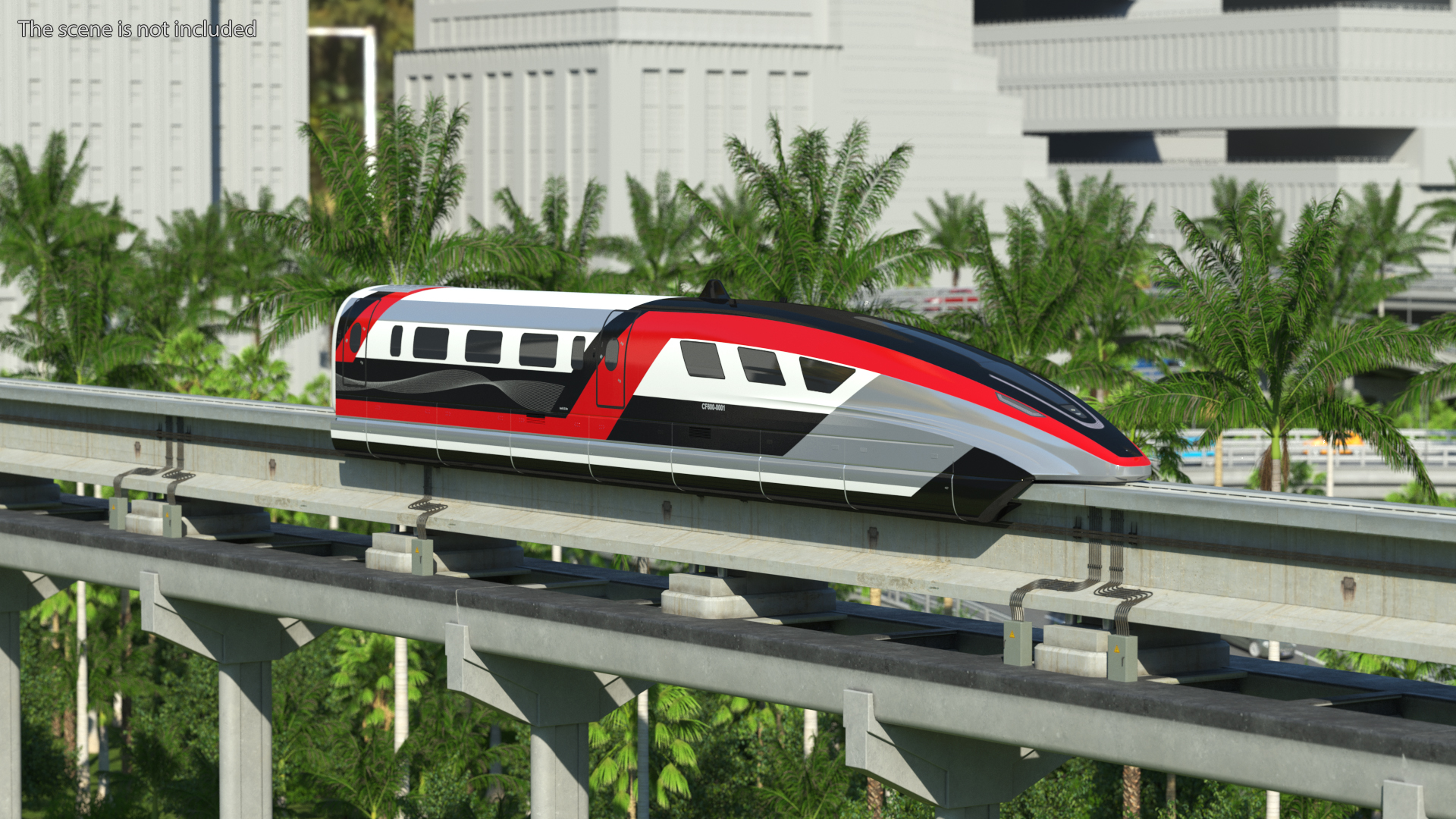 3D model Red Maglev Bullet Train Engine