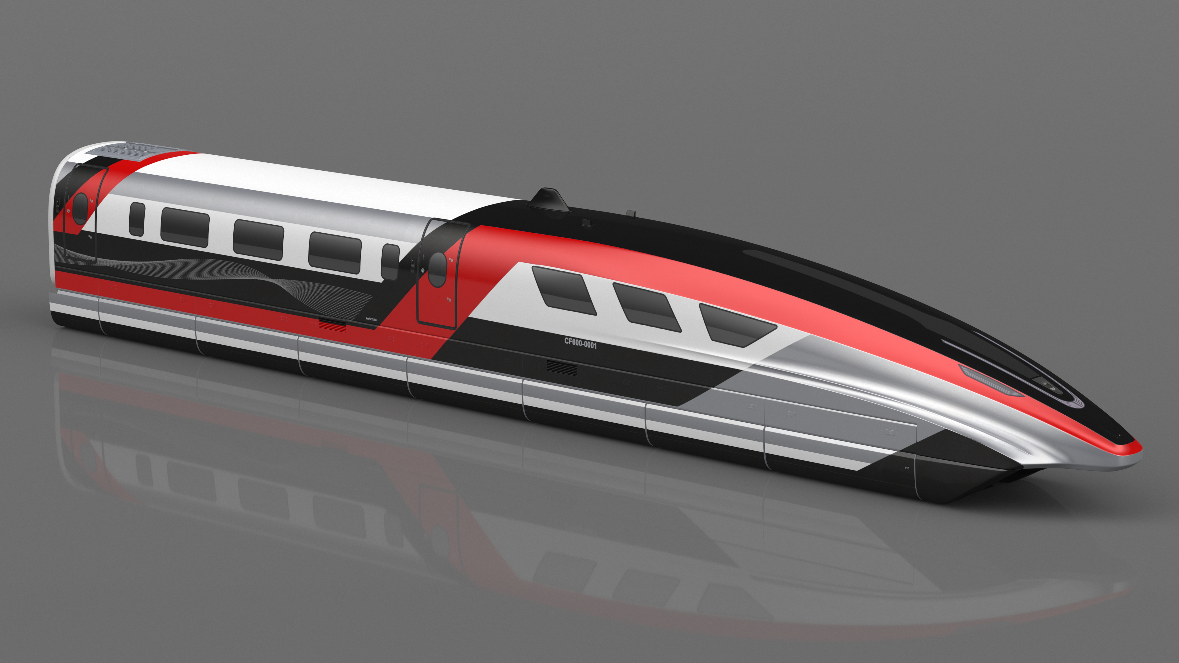 3D model Red Maglev Bullet Train Engine