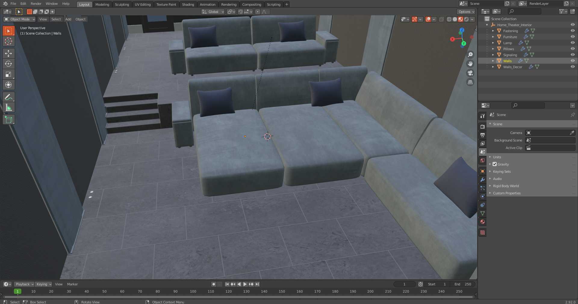 3D Home Theater Interior