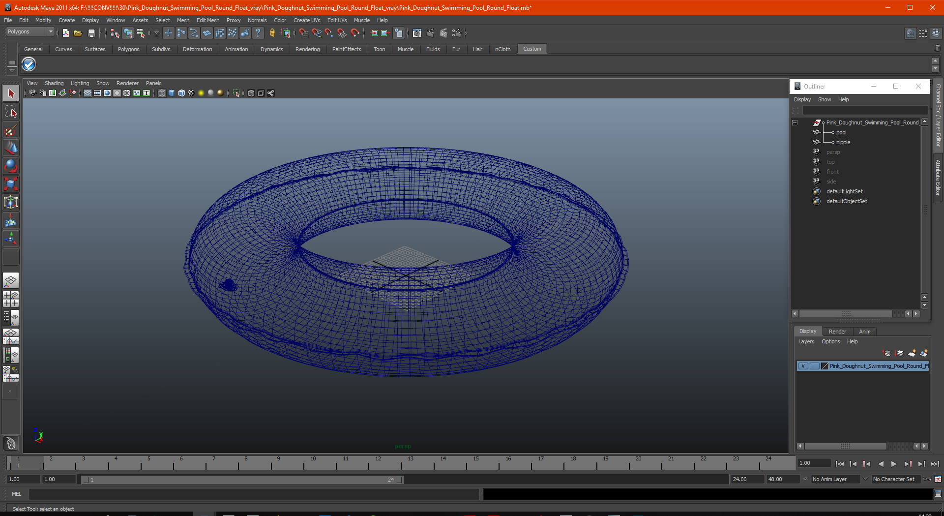 Pink Doughnut Swimming Pool Round Float 3D model