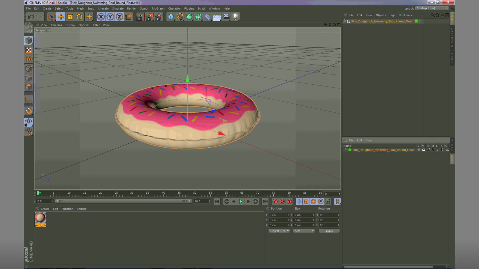 Pink Doughnut Swimming Pool Round Float 3D model