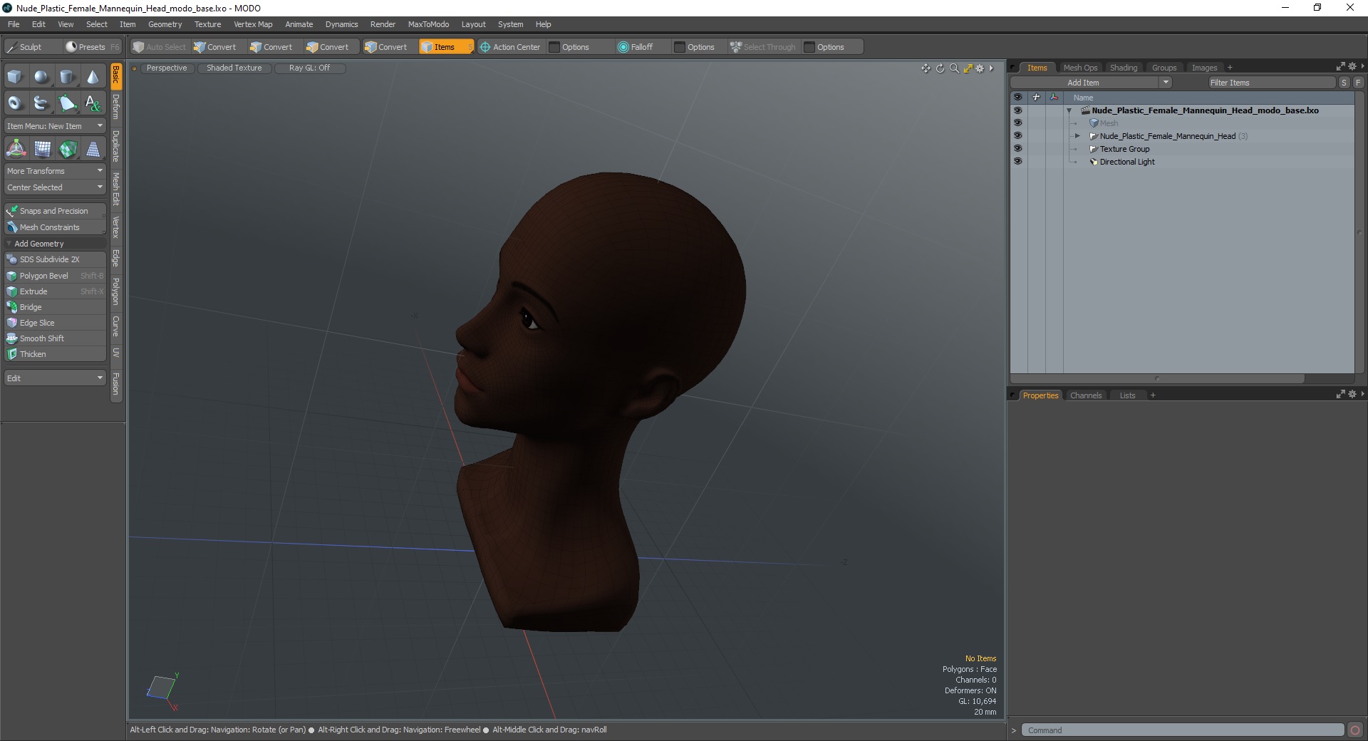 Nude Plastic Female Mannequin Head 3D model