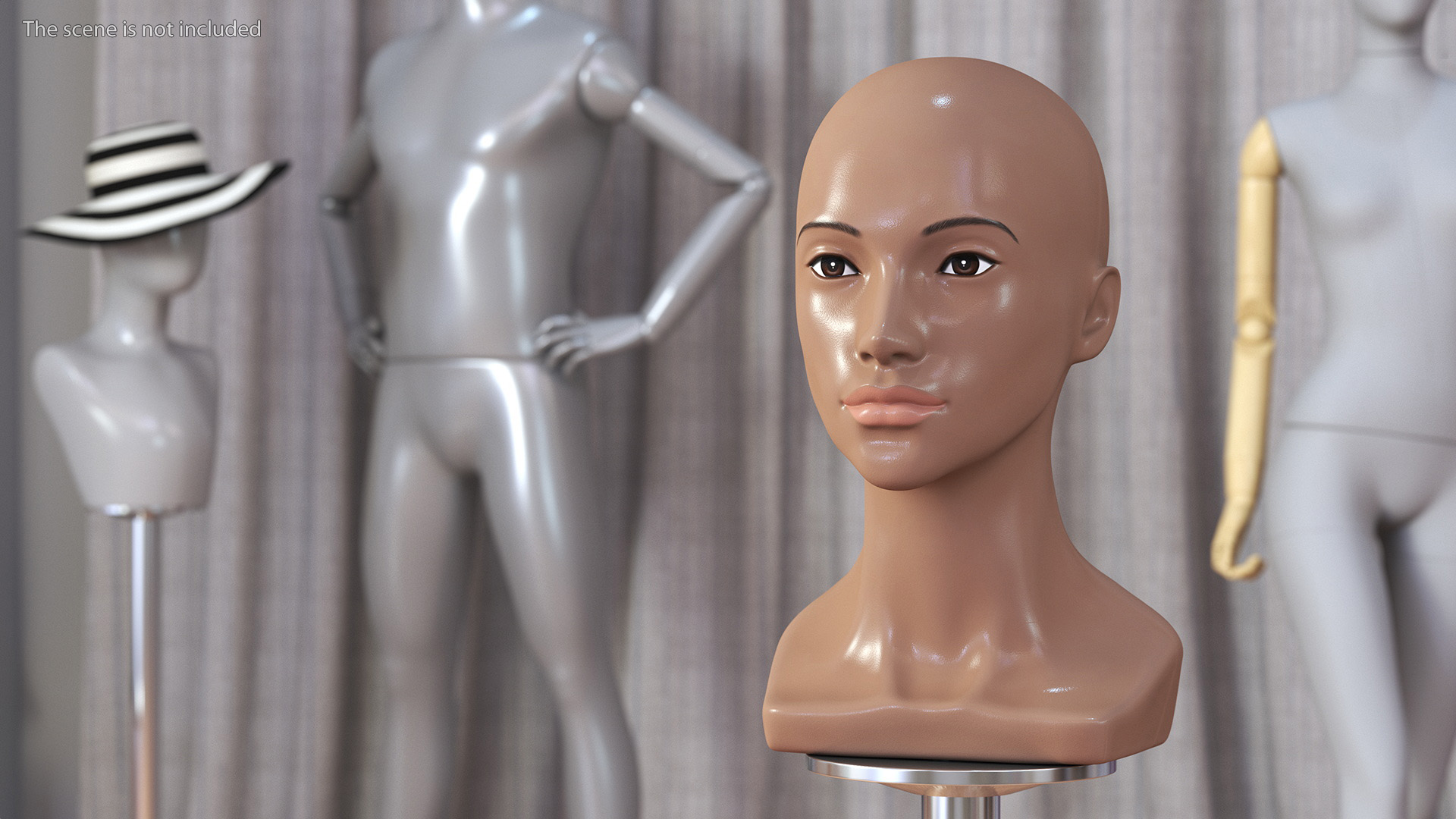 Nude Plastic Female Mannequin Head 3D model
