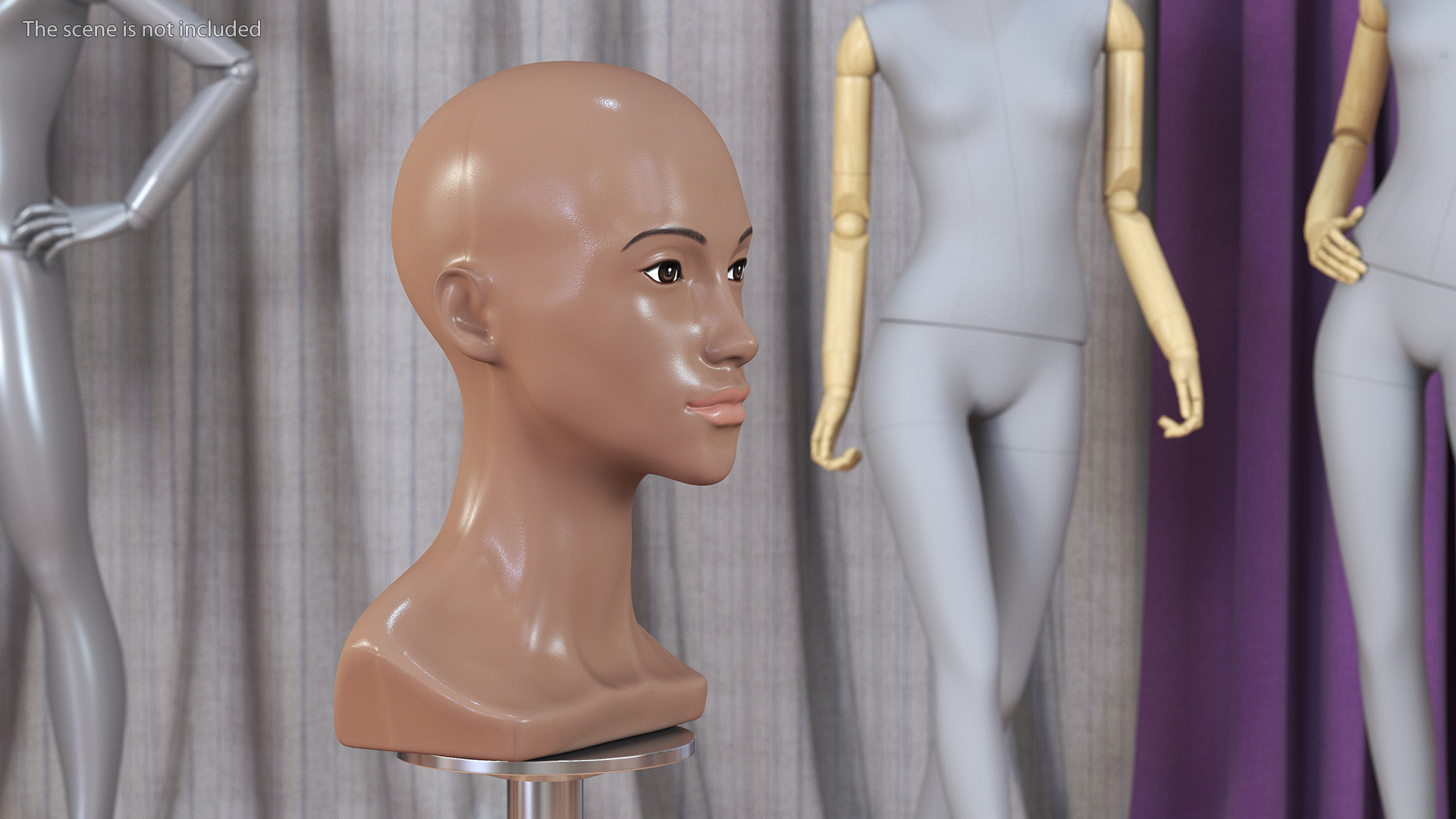 Nude Plastic Female Mannequin Head 3D model