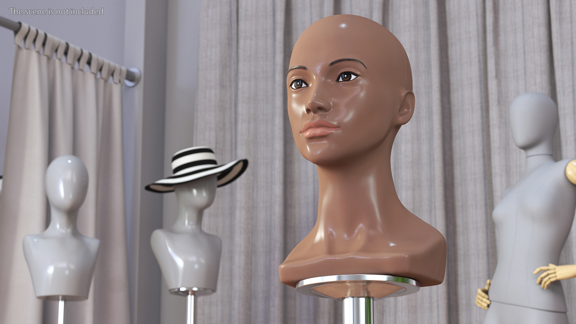 Nude Plastic Female Mannequin Head 3D model