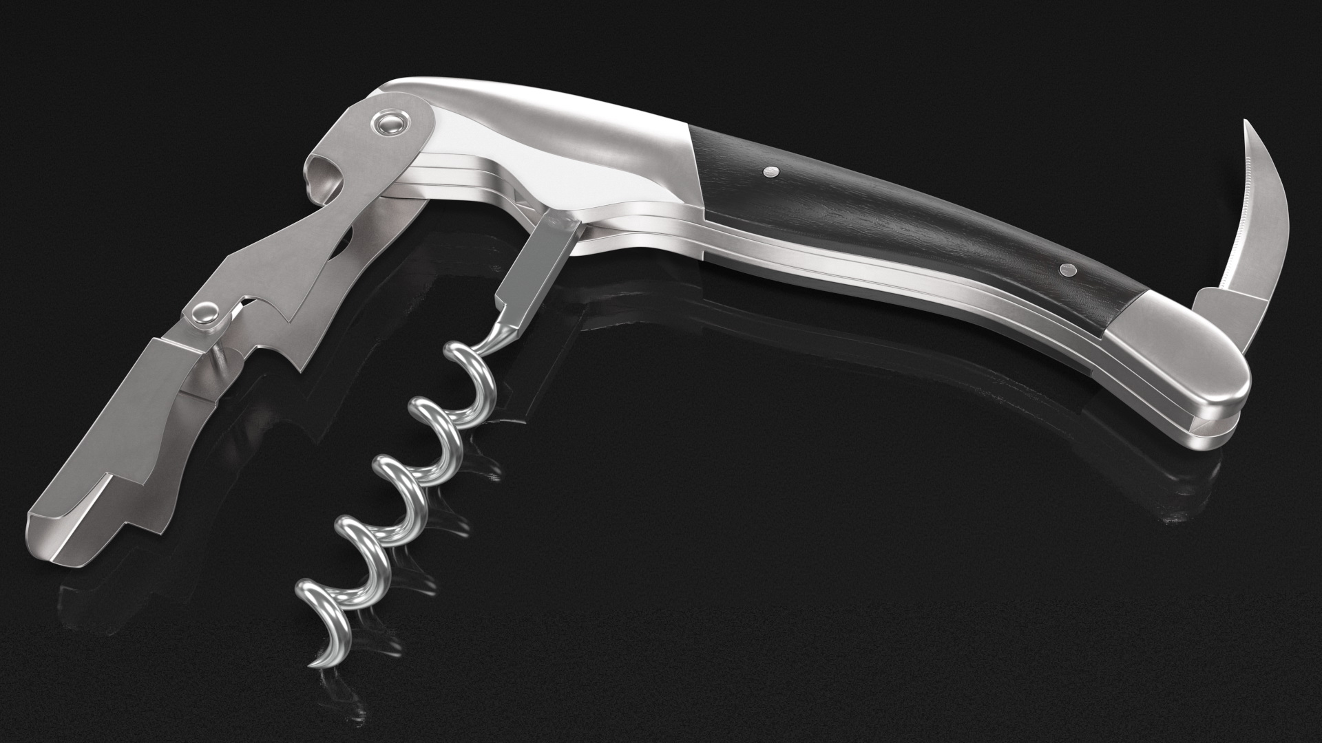 3D model Waiters Corkscrew Black Wood Handle