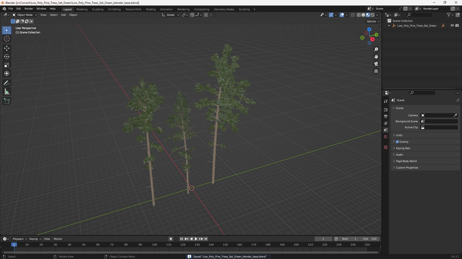 Low Poly Pine Trees Set Green - view 10