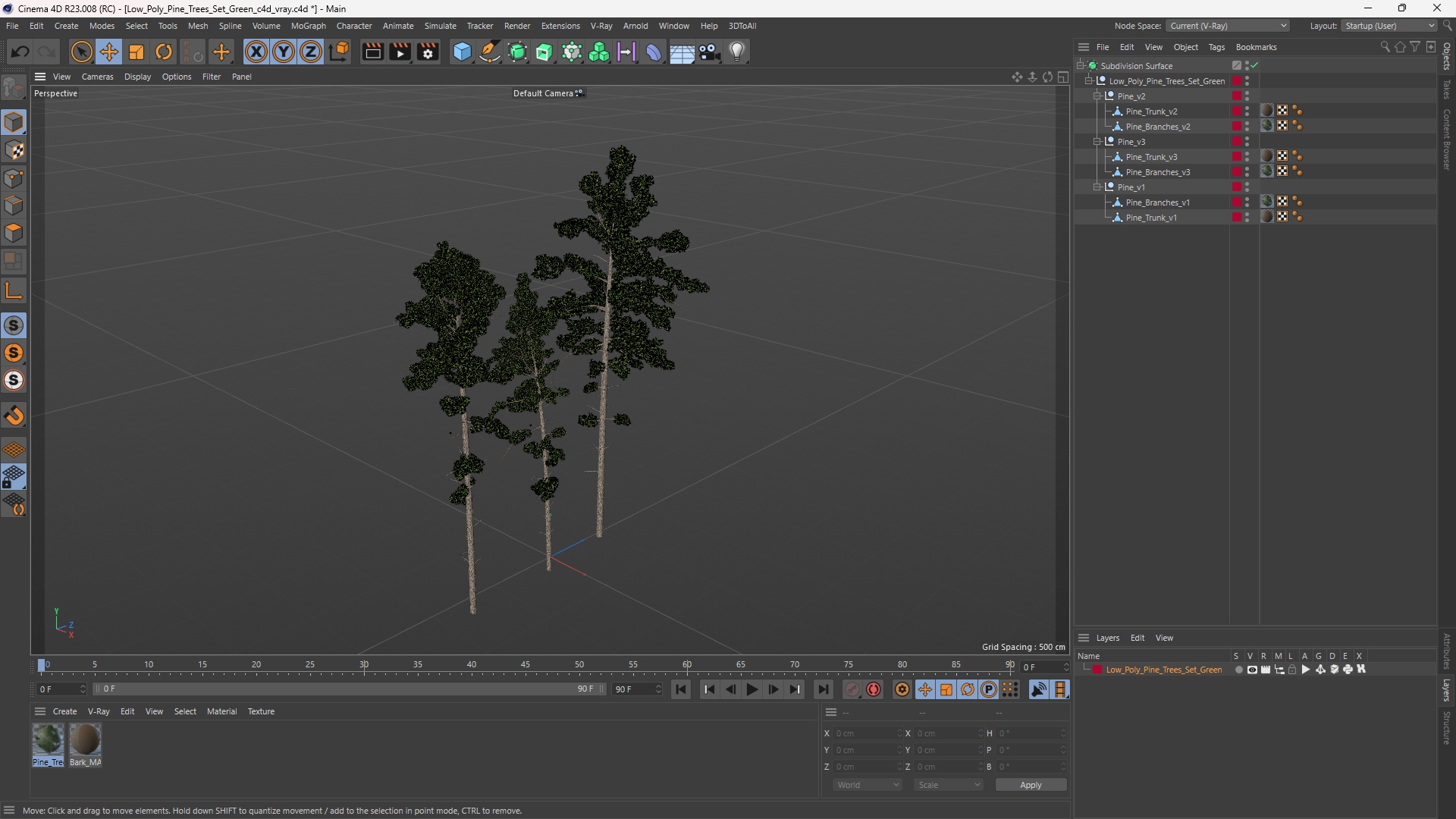 Low Poly Pine Trees Set Green - view 12