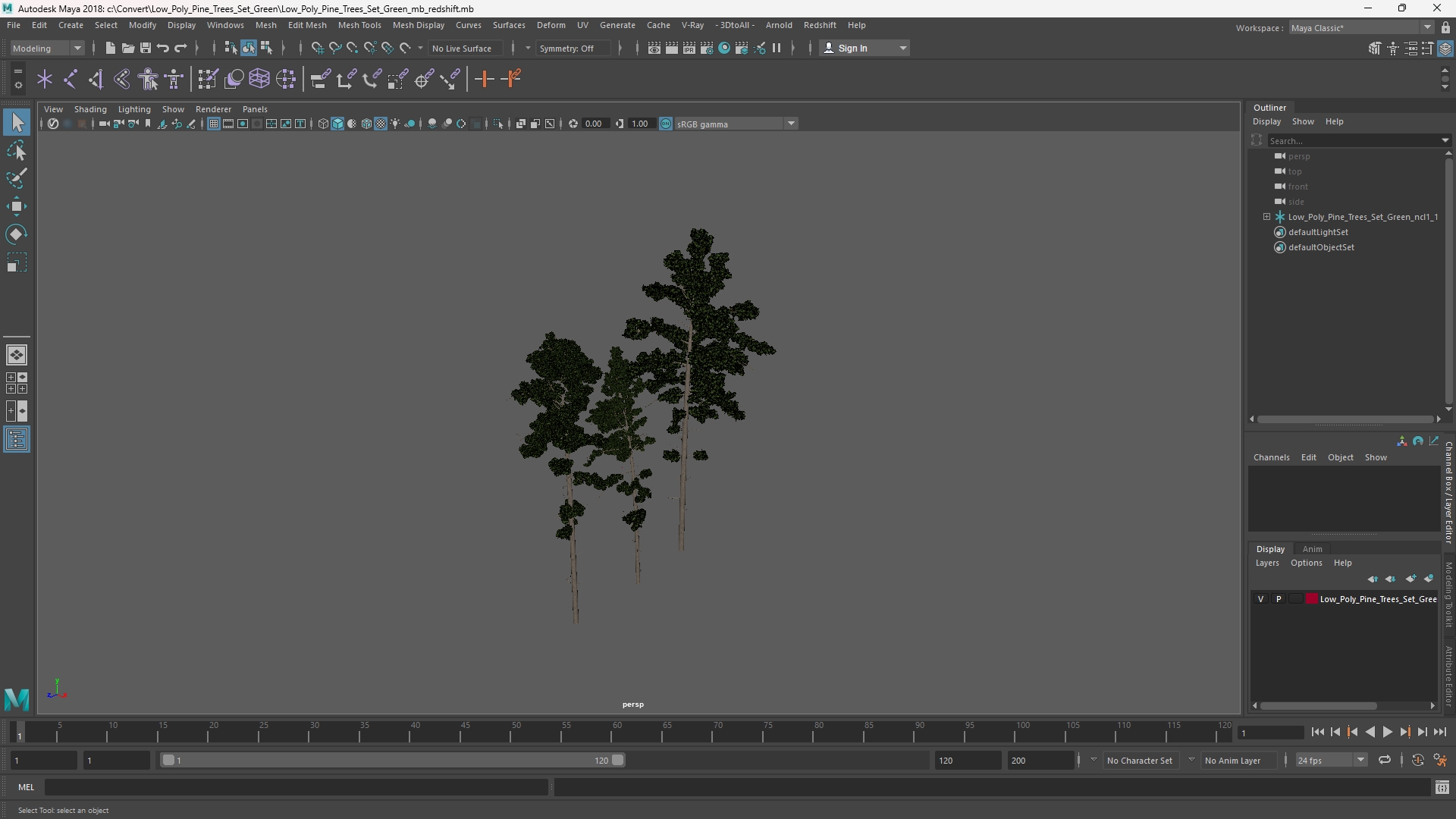 Low Poly Pine Trees Set Green - view 11