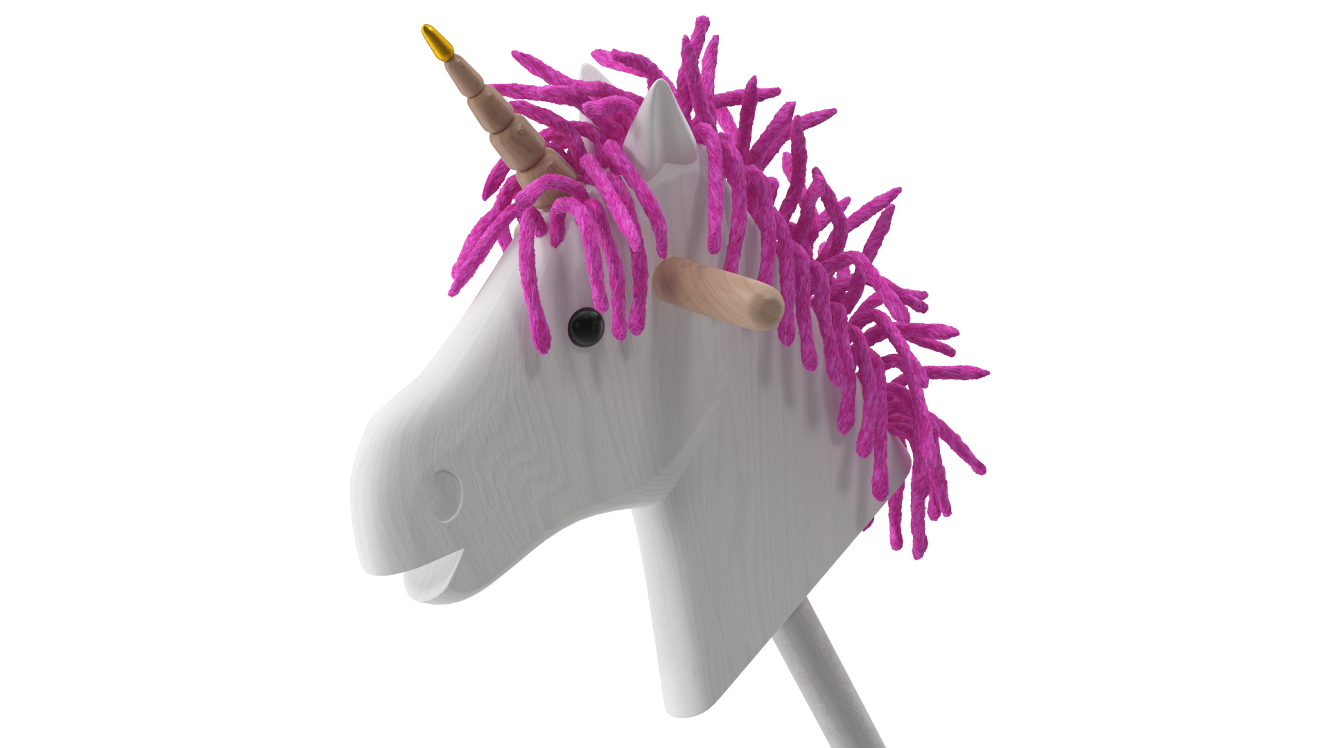3D White Unicorn Hobbyhorse Toy model