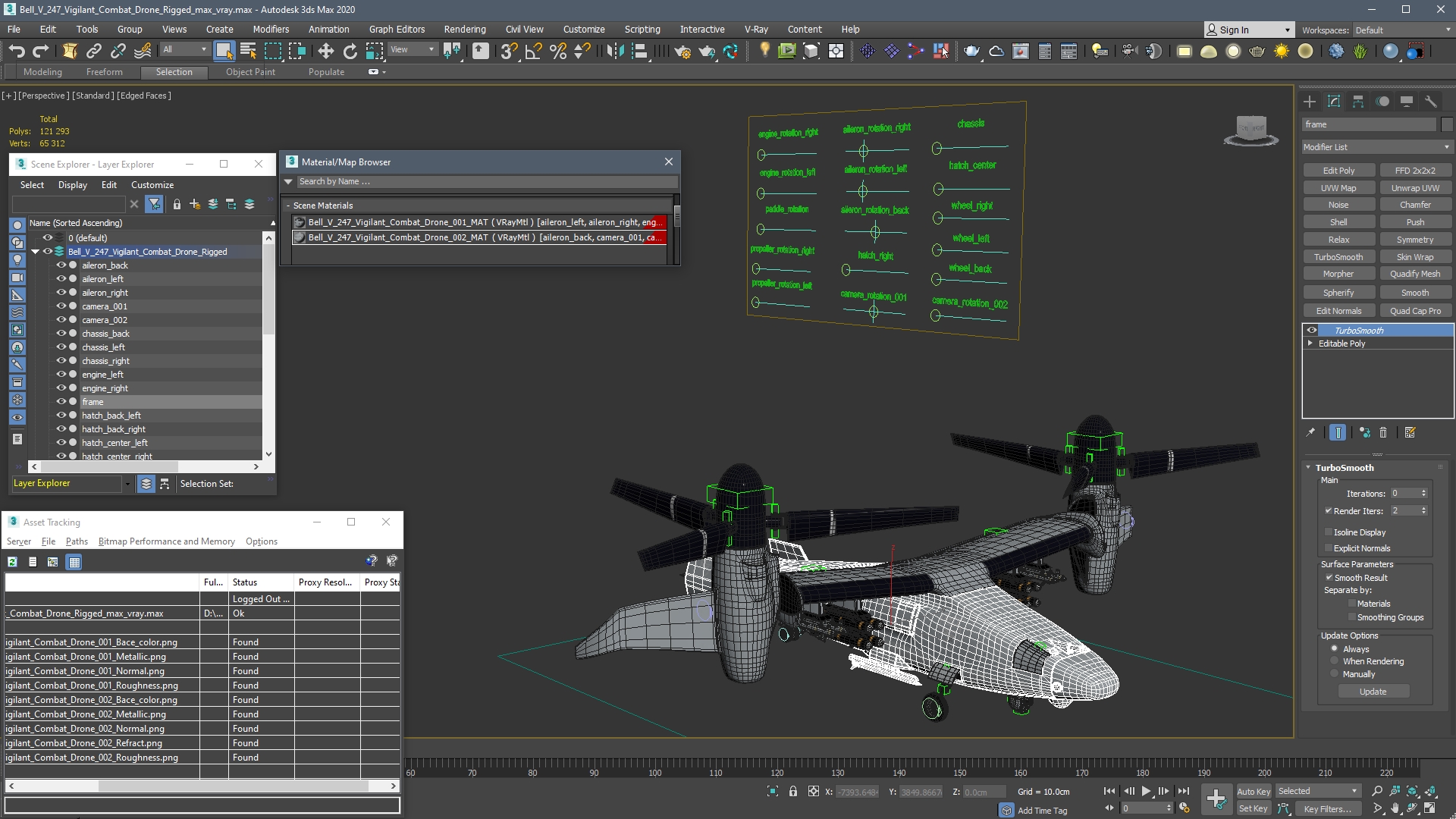 Bell V 247 Vigilant Combat Drone Rigged 3D model