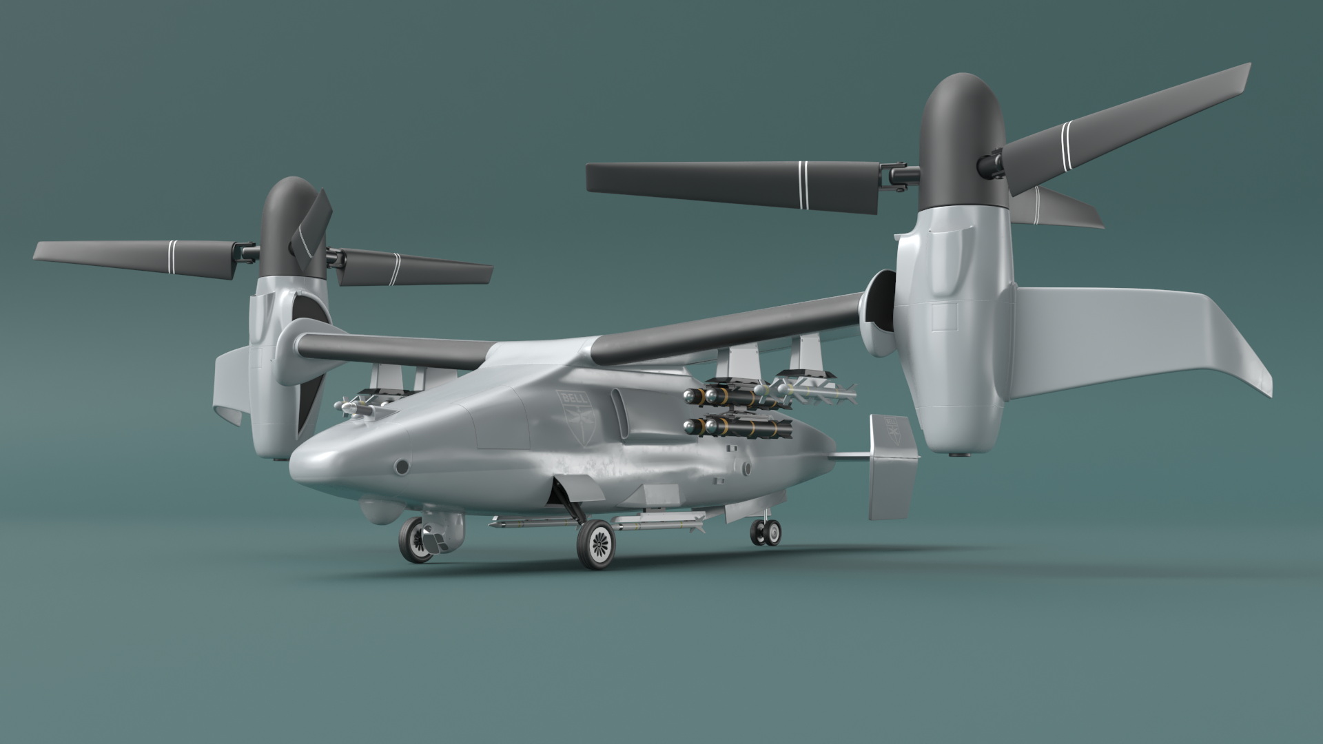 Bell V 247 Vigilant Combat Drone Rigged 3D model