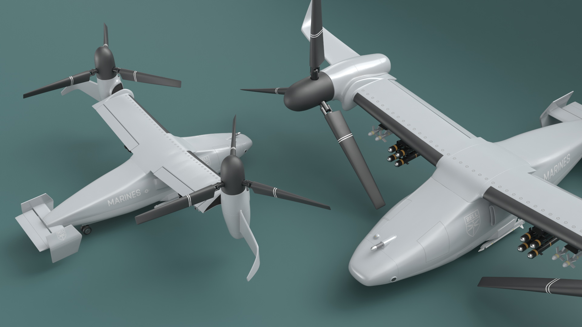 Bell V 247 Vigilant Combat Drone Rigged 3D model