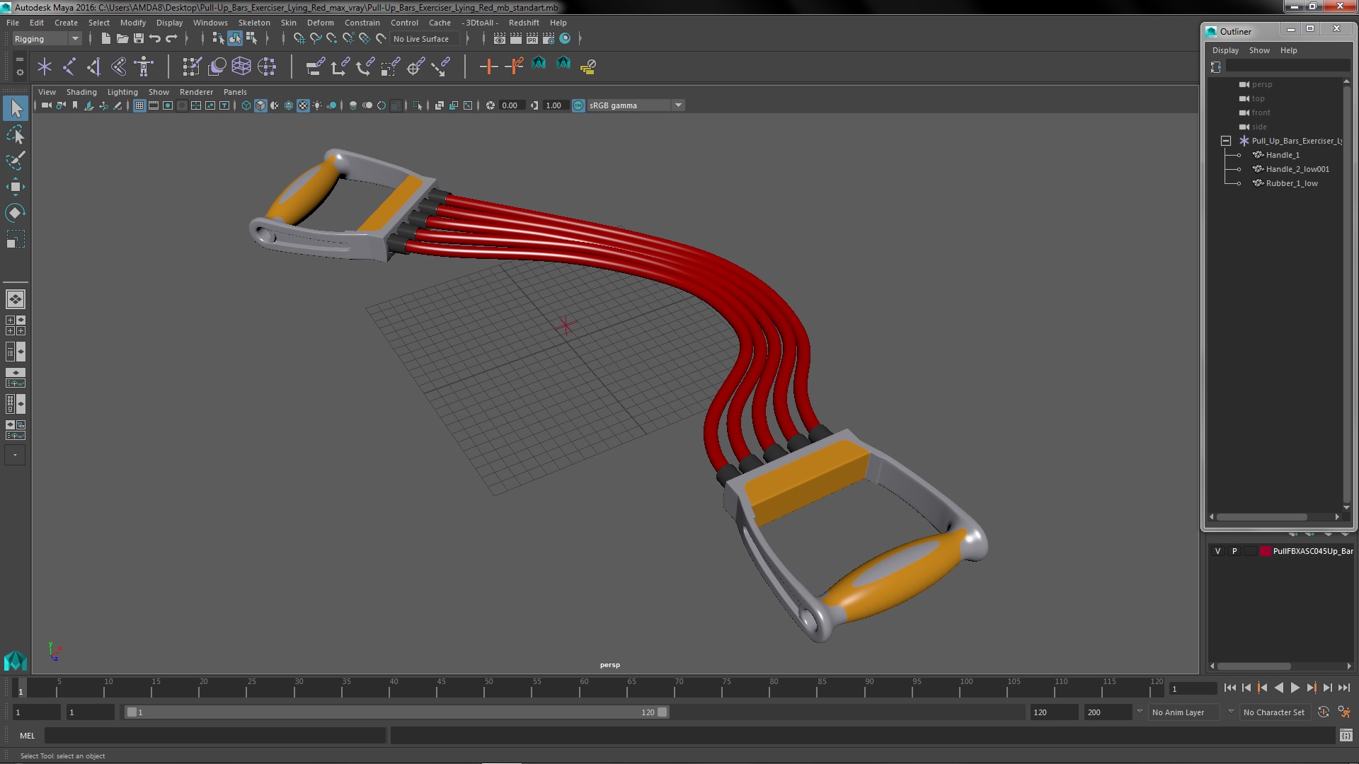 Pull-Up Bars Exerciser Lying Red 3D