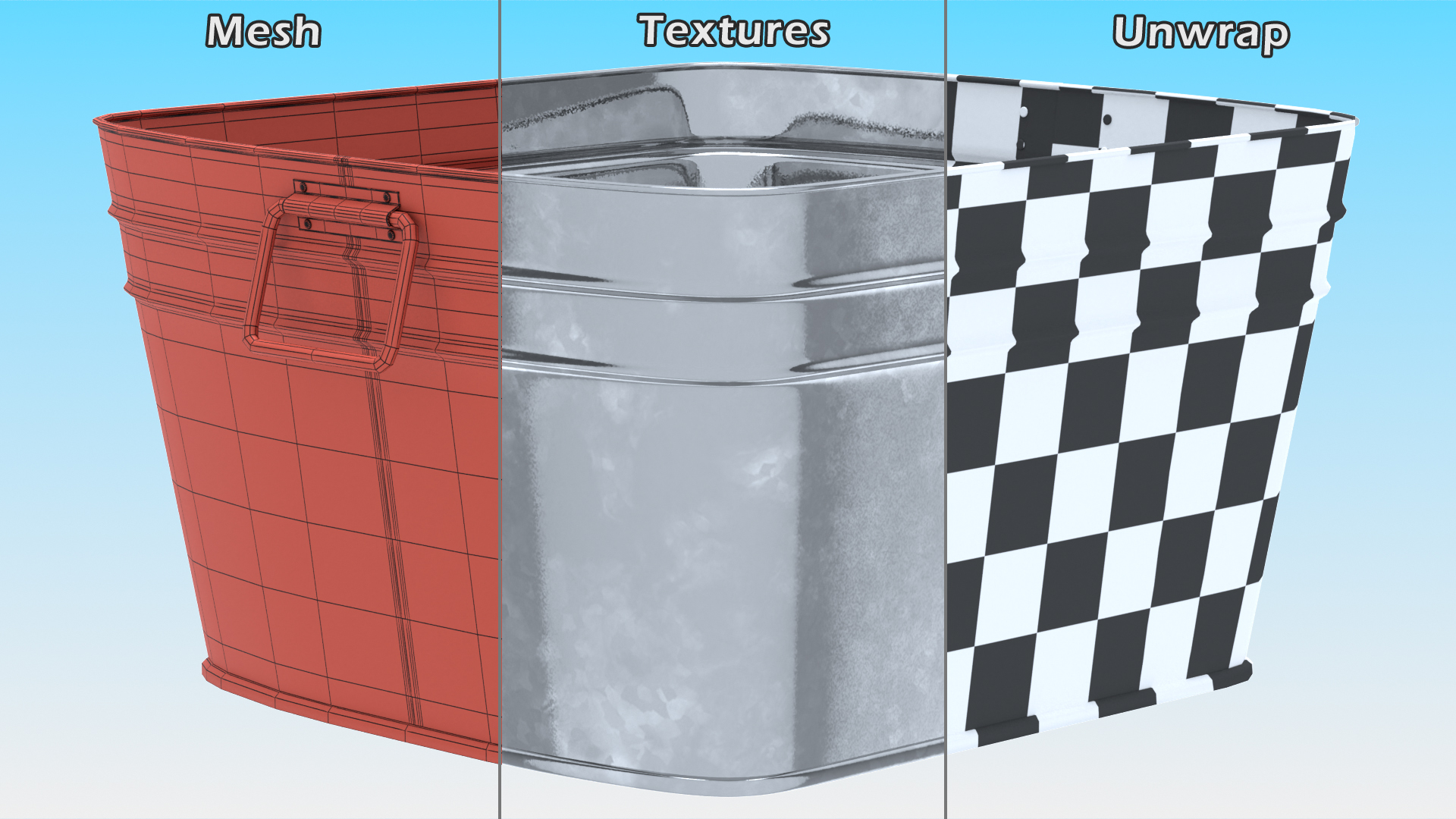 3D Galvanized Square Tub