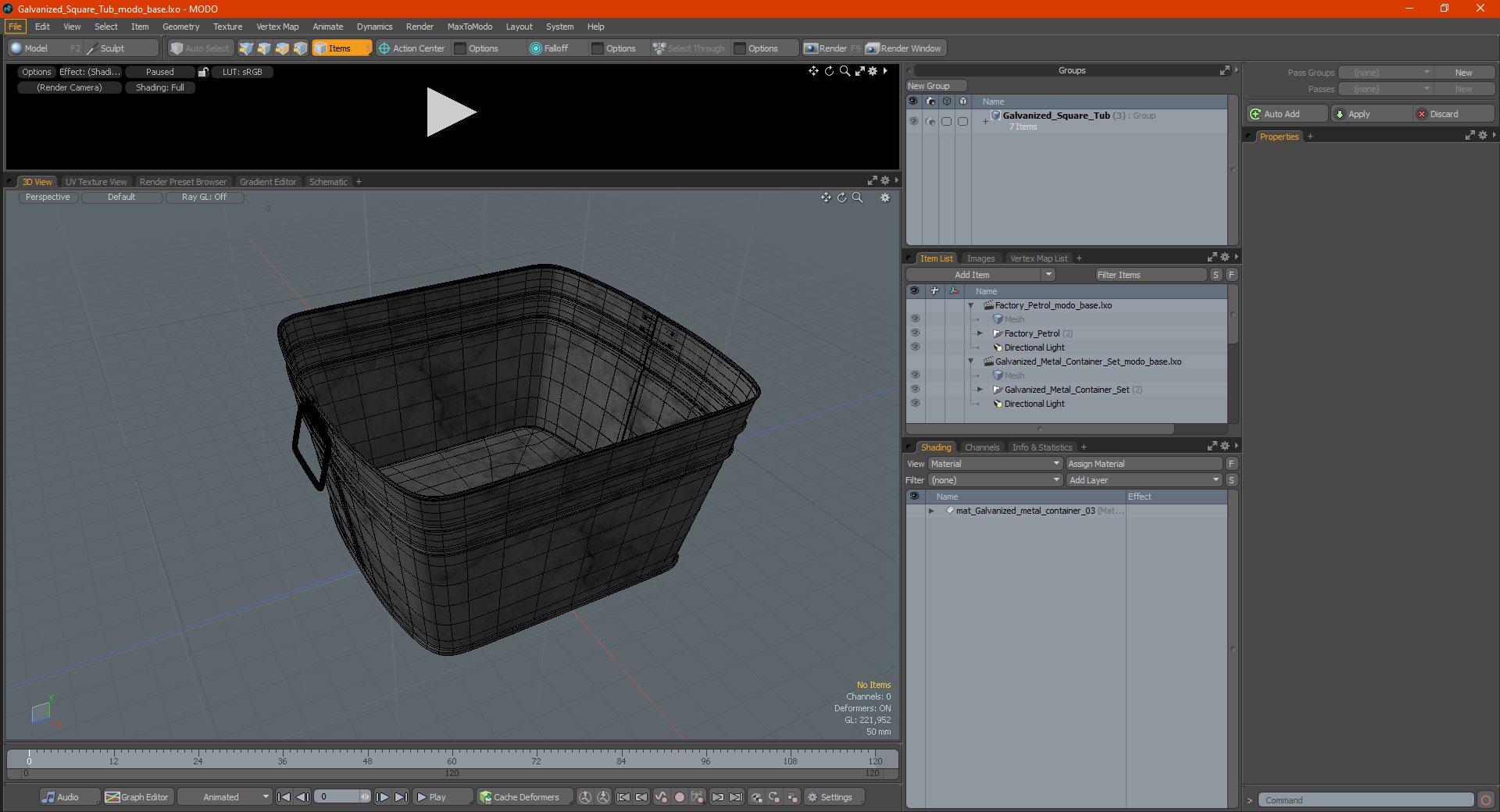 3D Galvanized Square Tub