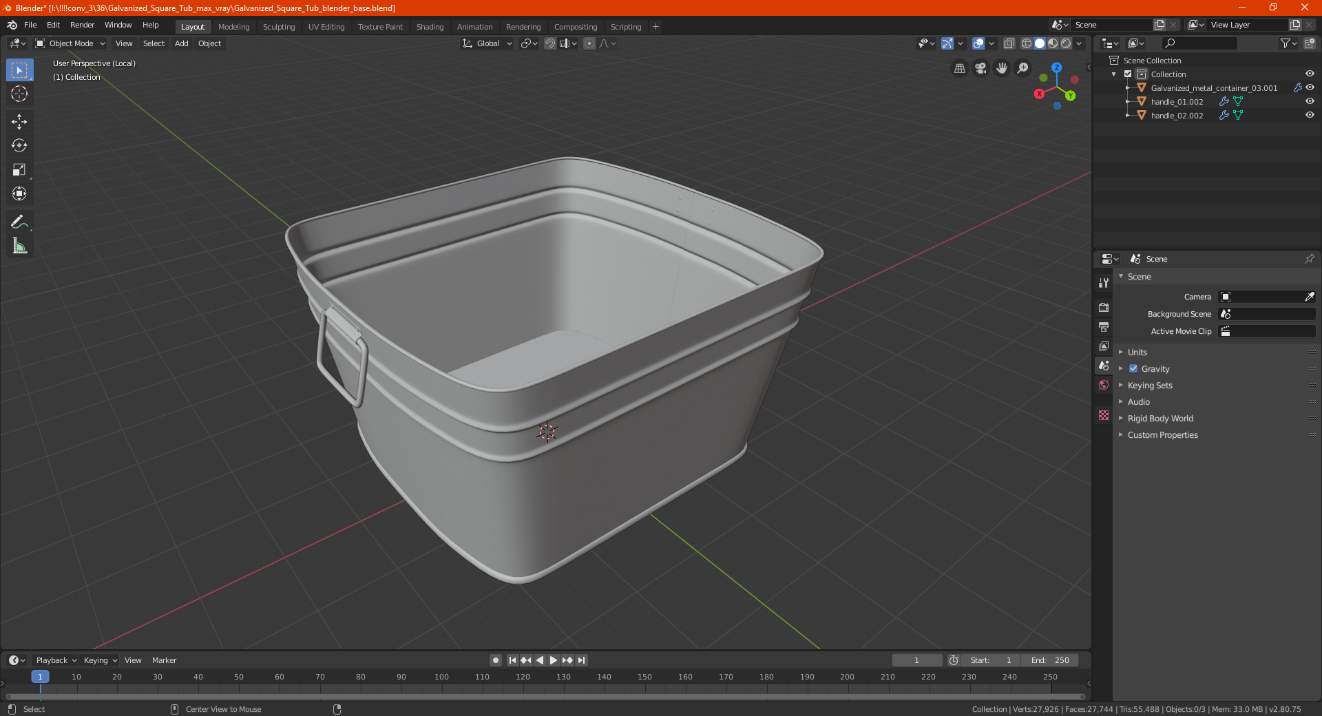 3D Galvanized Square Tub