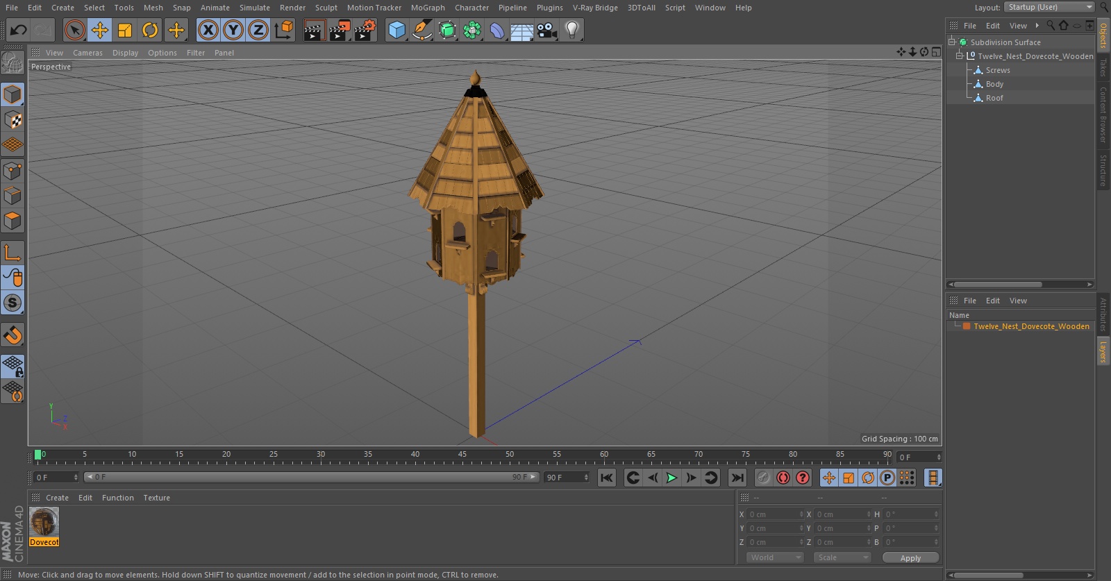 Twelve Nest Dovecote Wooden 3D