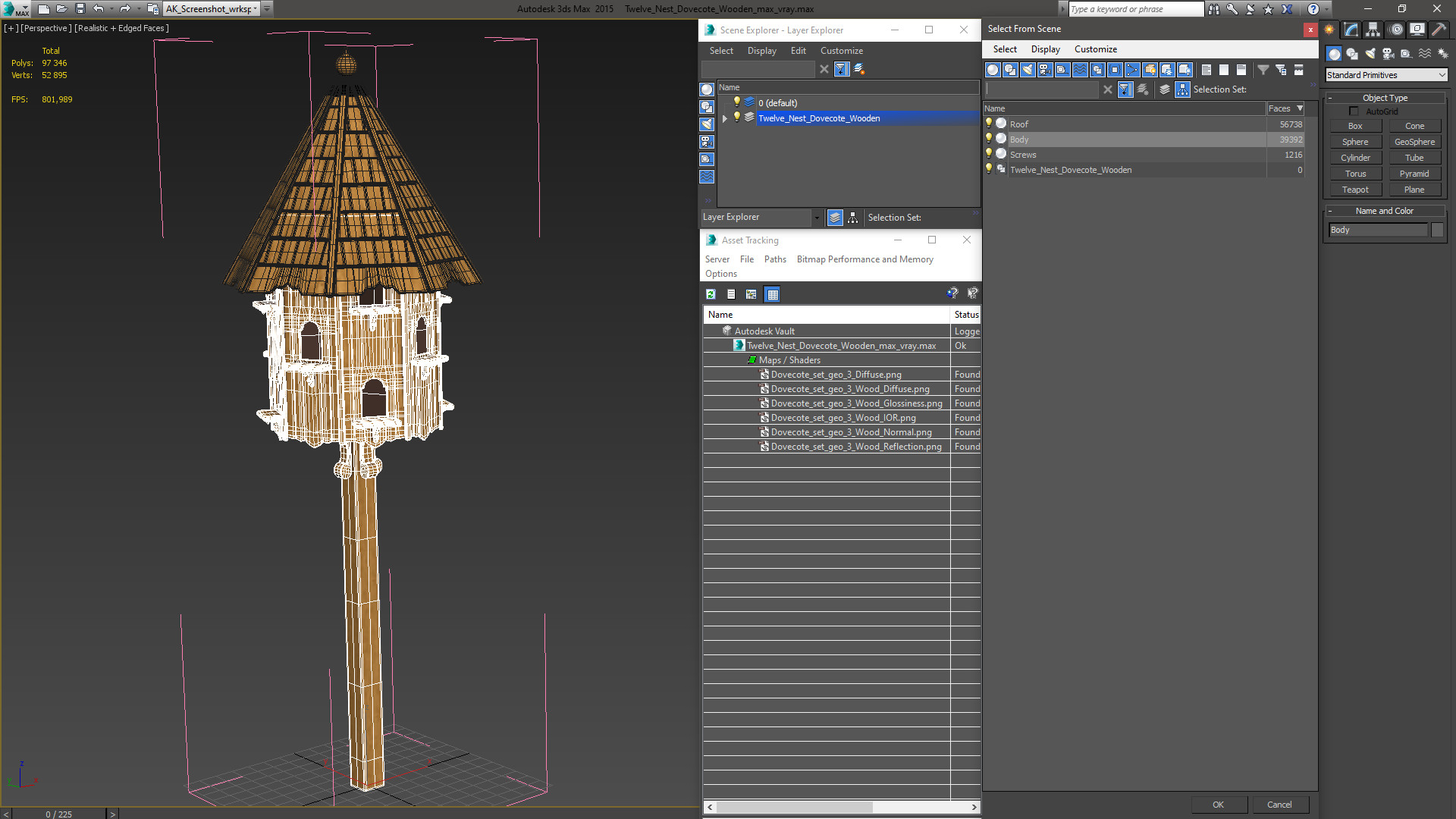 Twelve Nest Dovecote Wooden 3D
