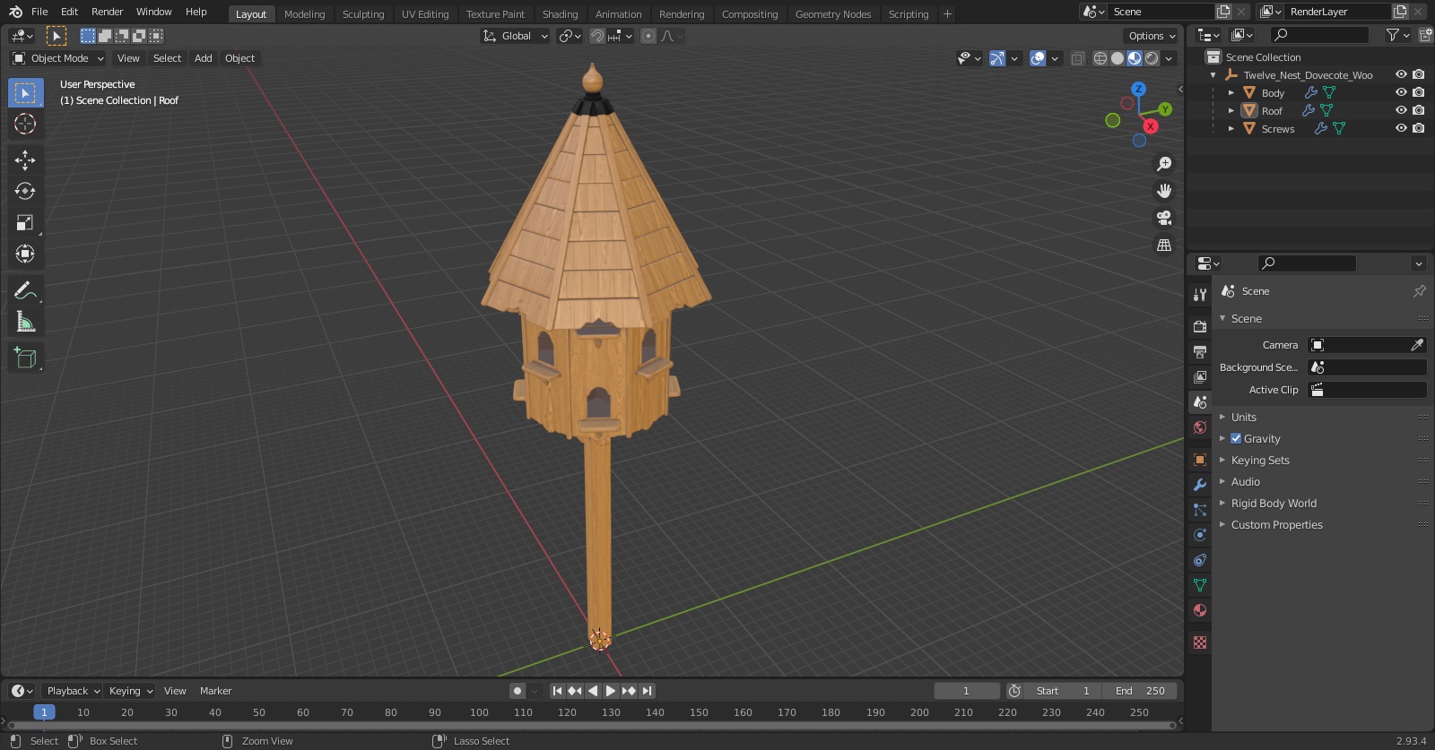 Twelve Nest Dovecote Wooden 3D