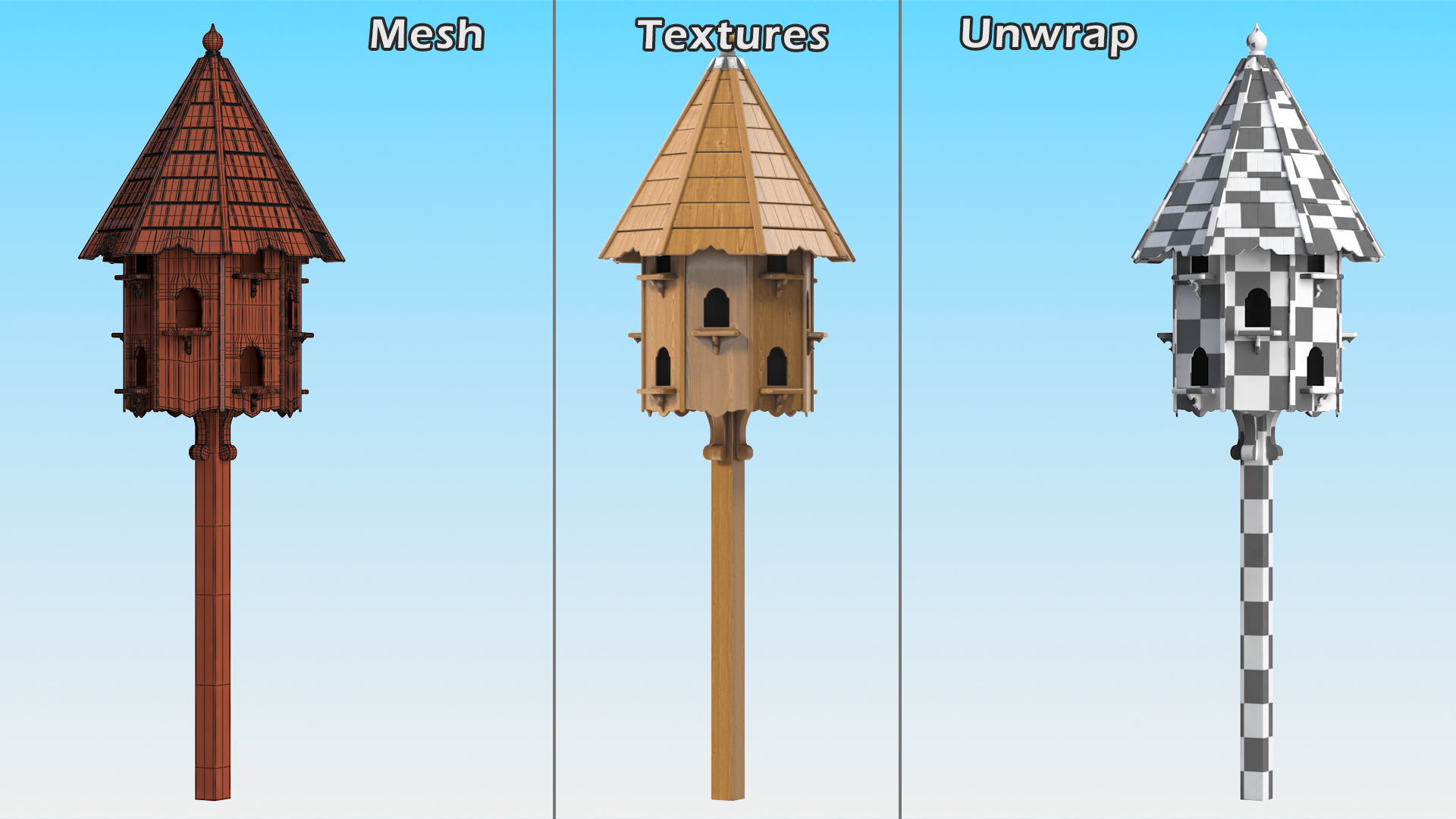 Twelve Nest Dovecote Wooden 3D