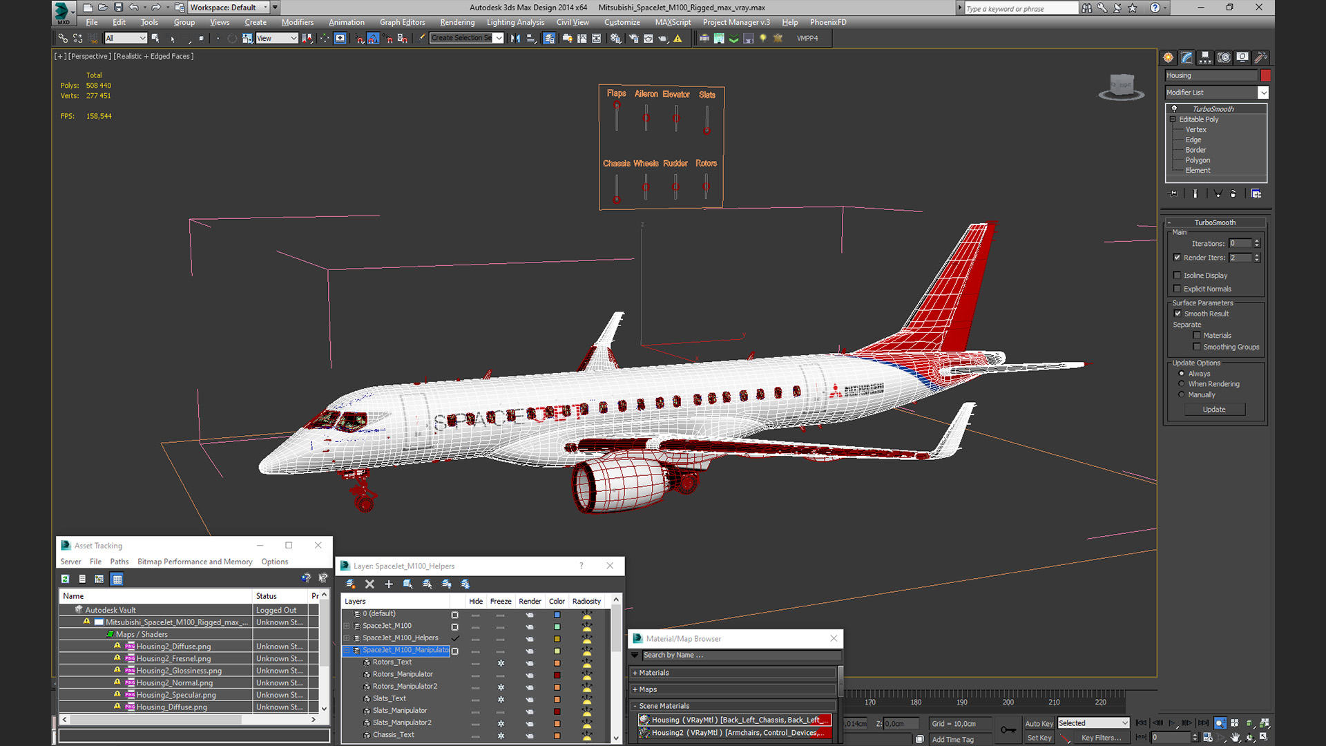3D Mitsubishi SpaceJet M100 Rigged