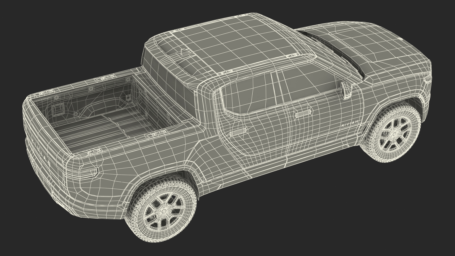 3D 2023 Rivian R1T Simple Interior Gray