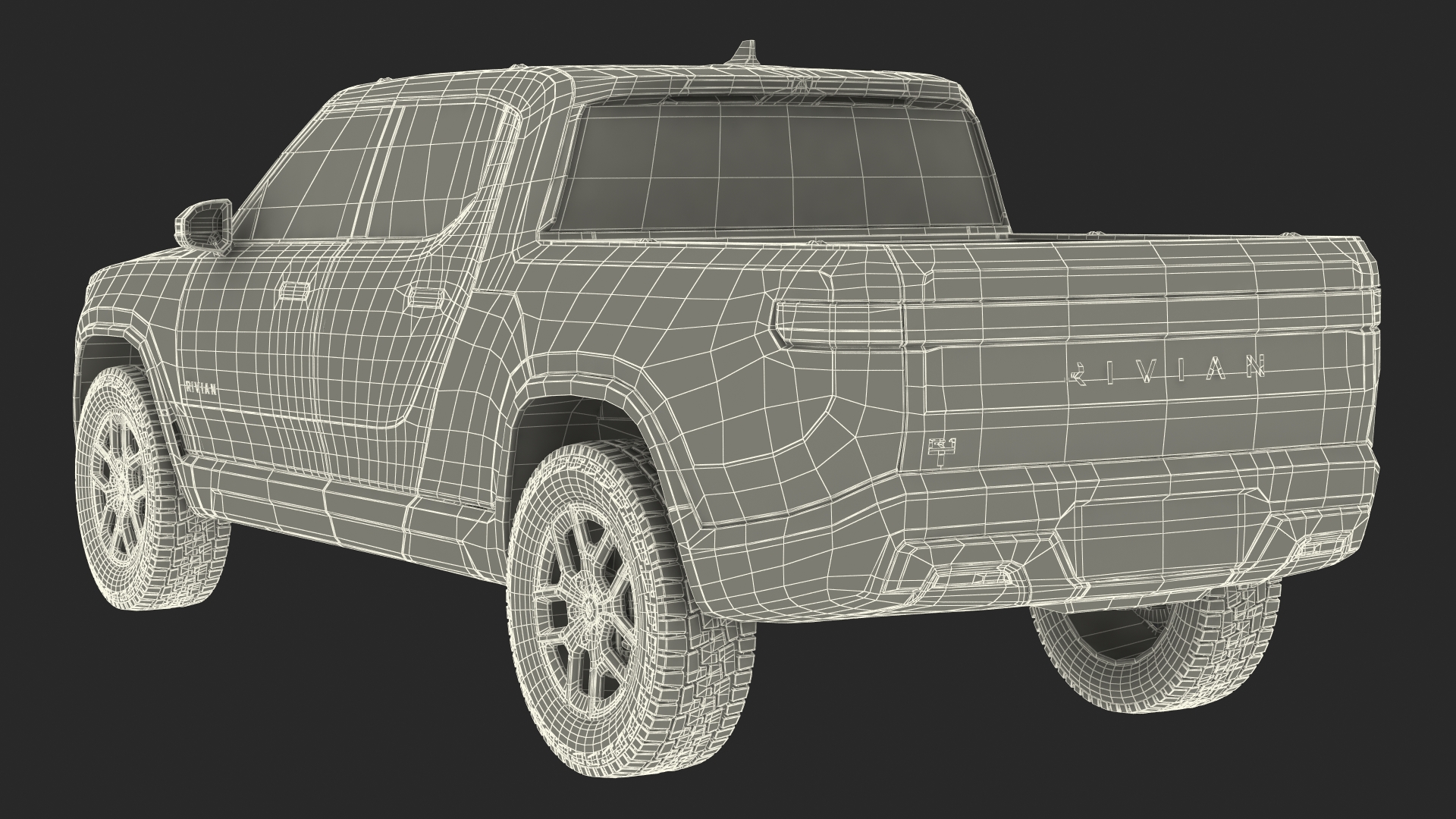 3D 2023 Rivian R1T Simple Interior Gray
