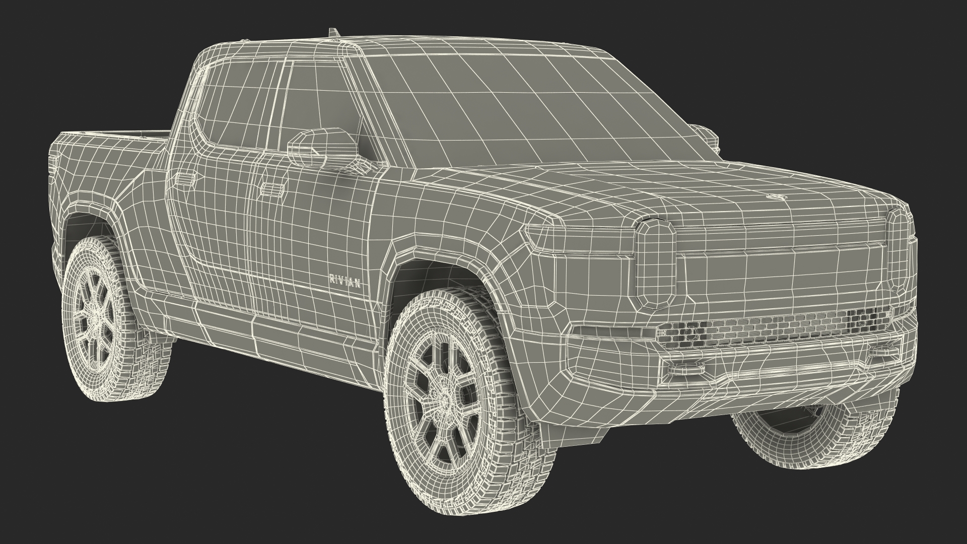 3D 2023 Rivian R1T Simple Interior Gray