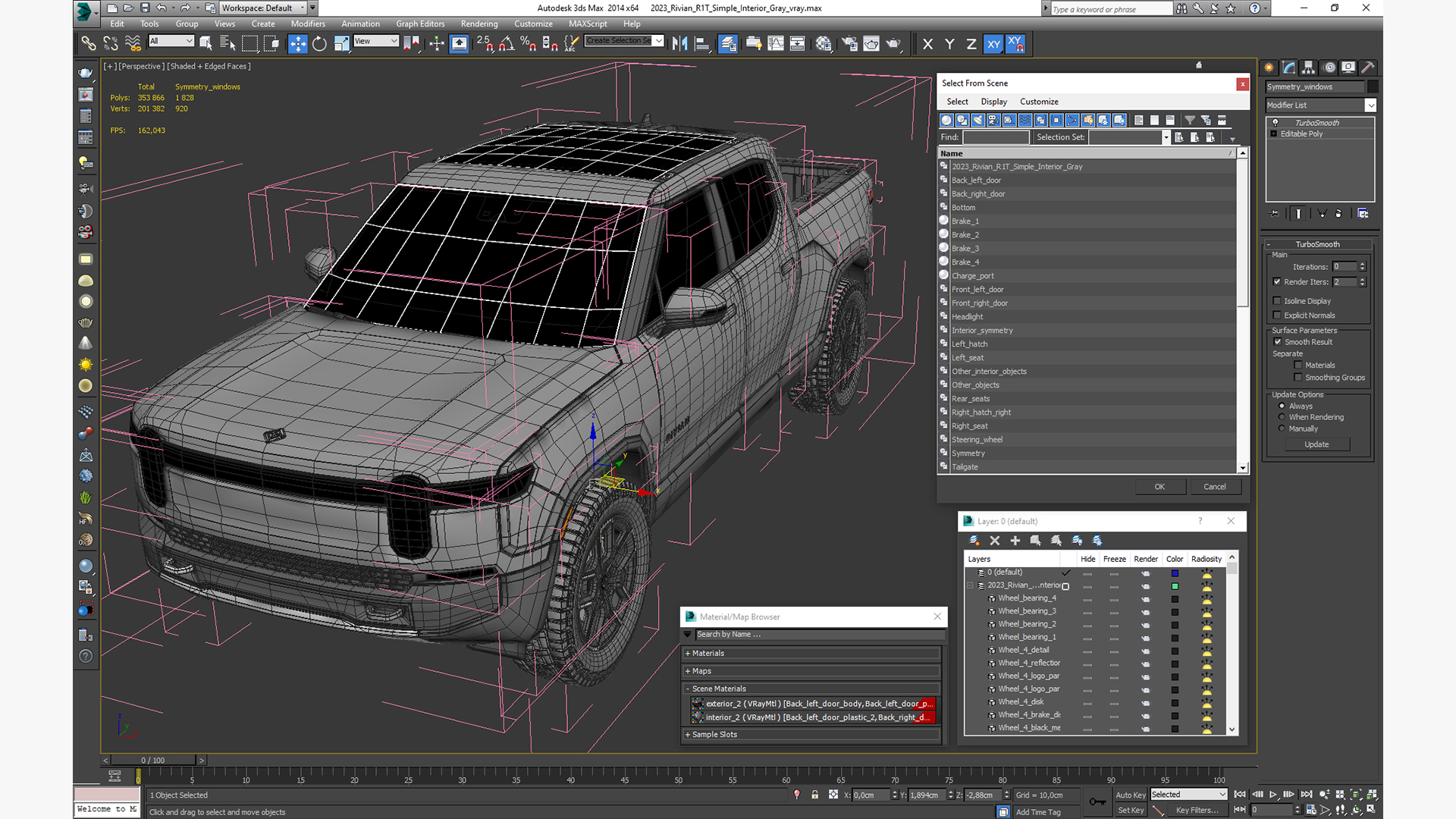 3D 2023 Rivian R1T Simple Interior Gray