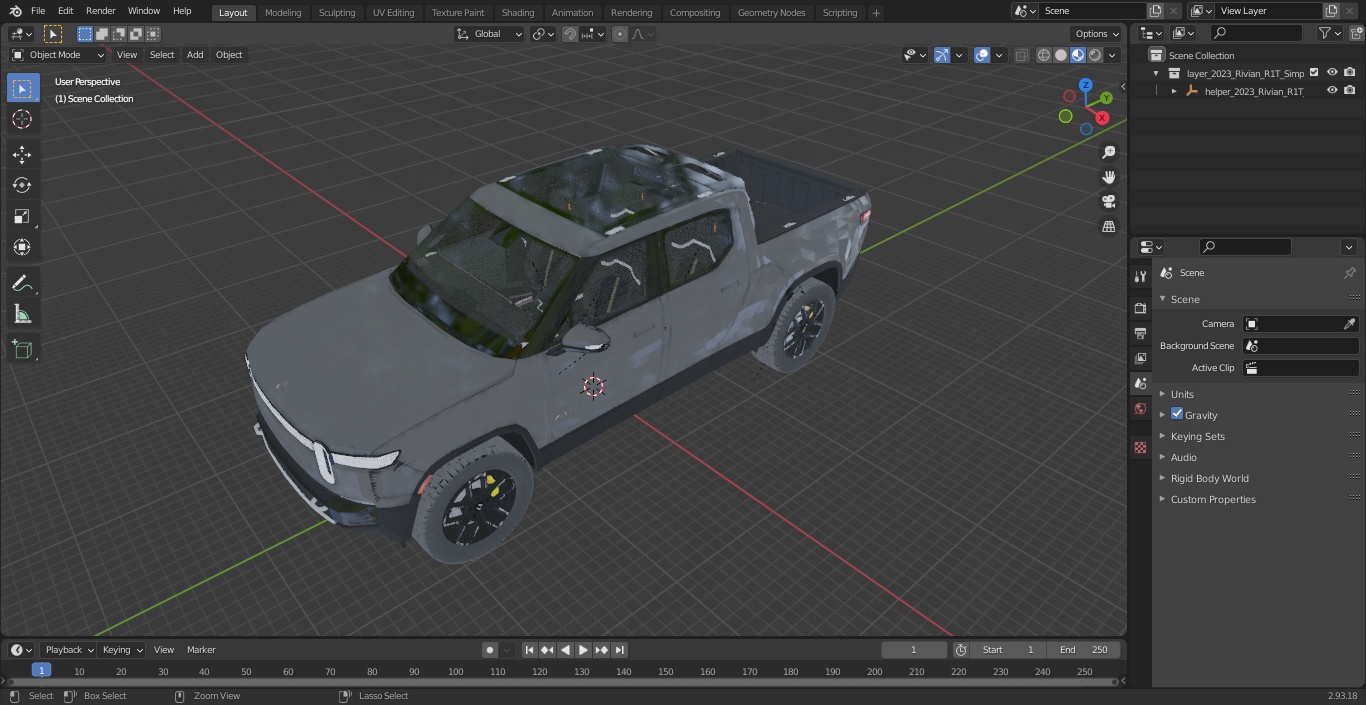3D 2023 Rivian R1T Simple Interior Gray