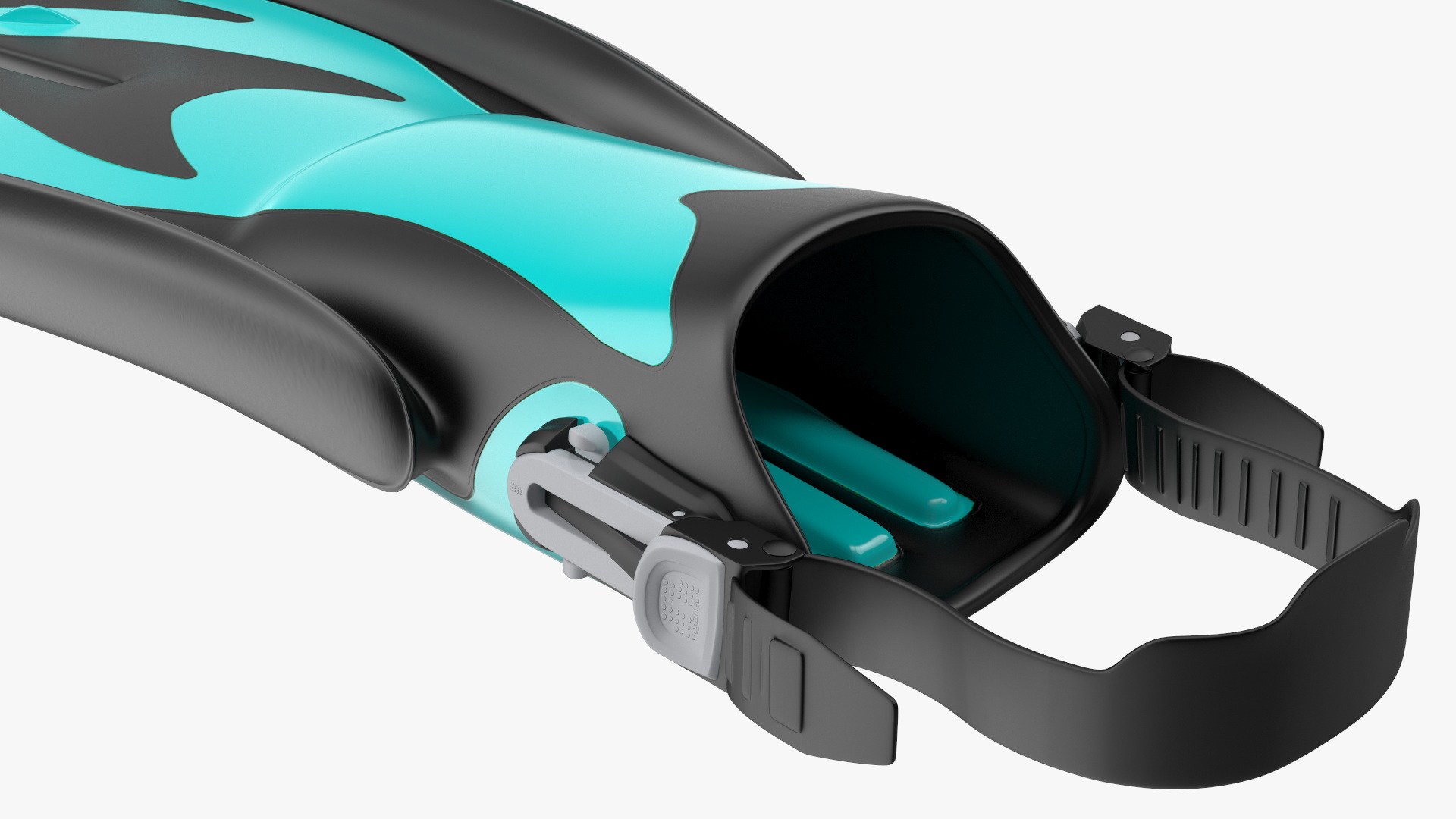 3D model Open Heel Split Fin Aqua Color