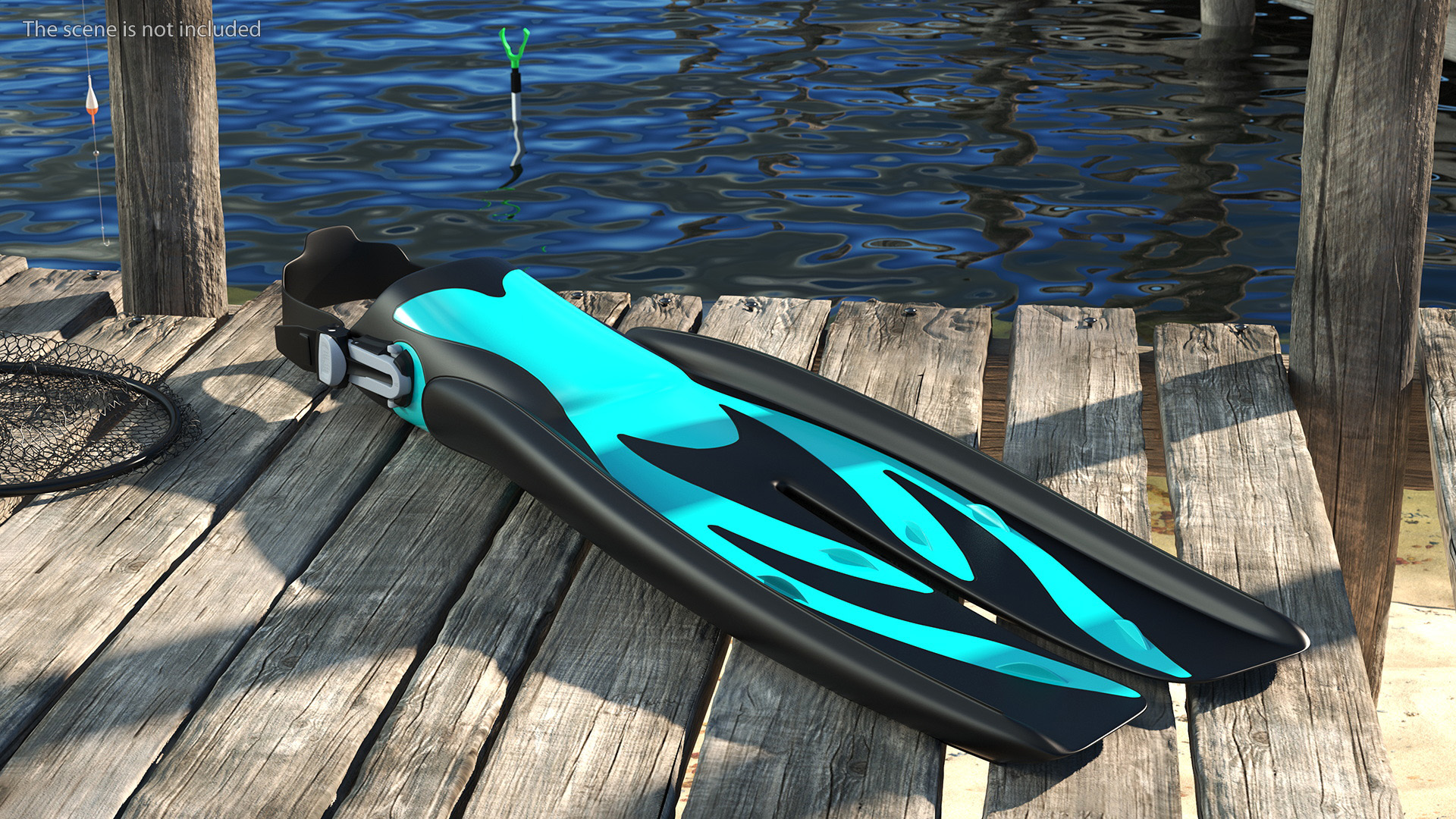 3D model Open Heel Split Fin Aqua Color