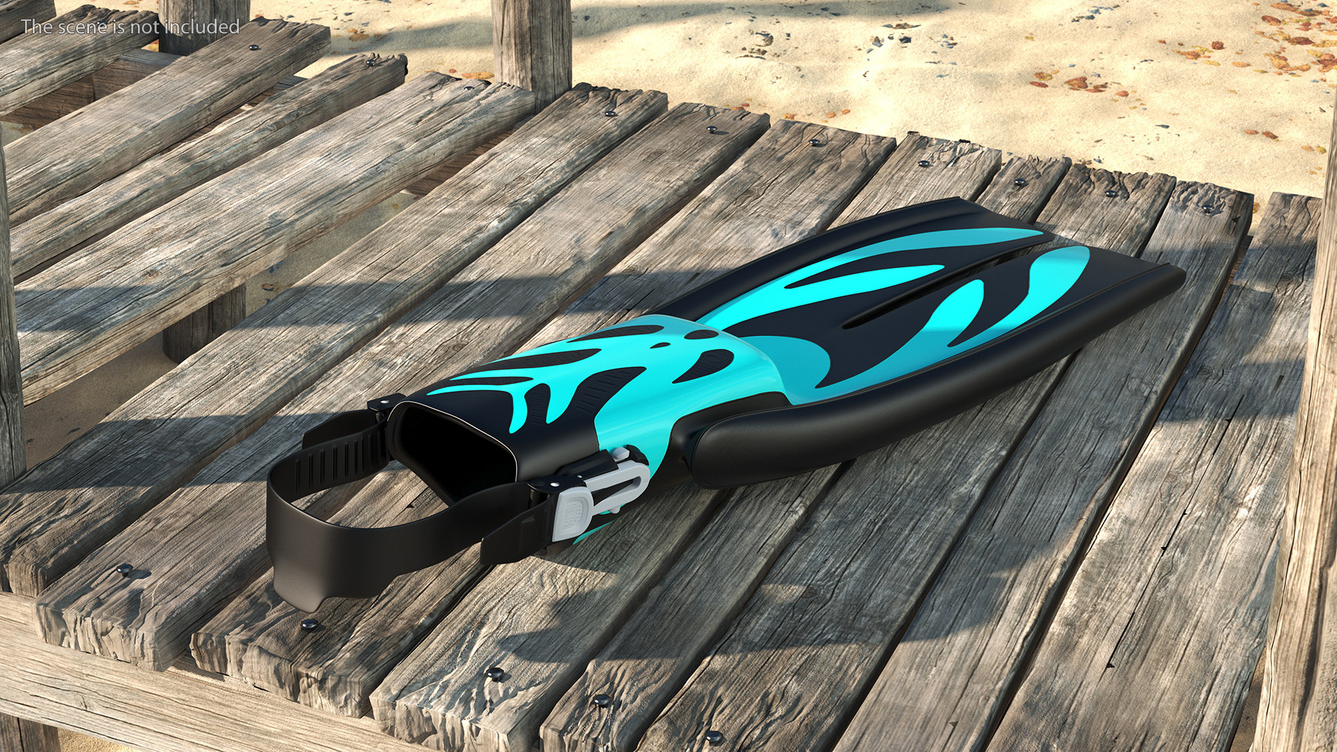 3D model Open Heel Split Fin Aqua Color