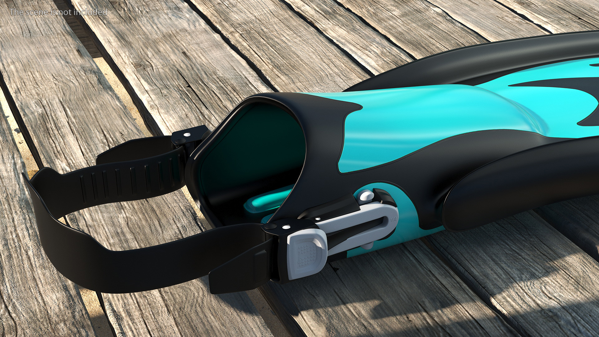 3D model Open Heel Split Fin Aqua Color