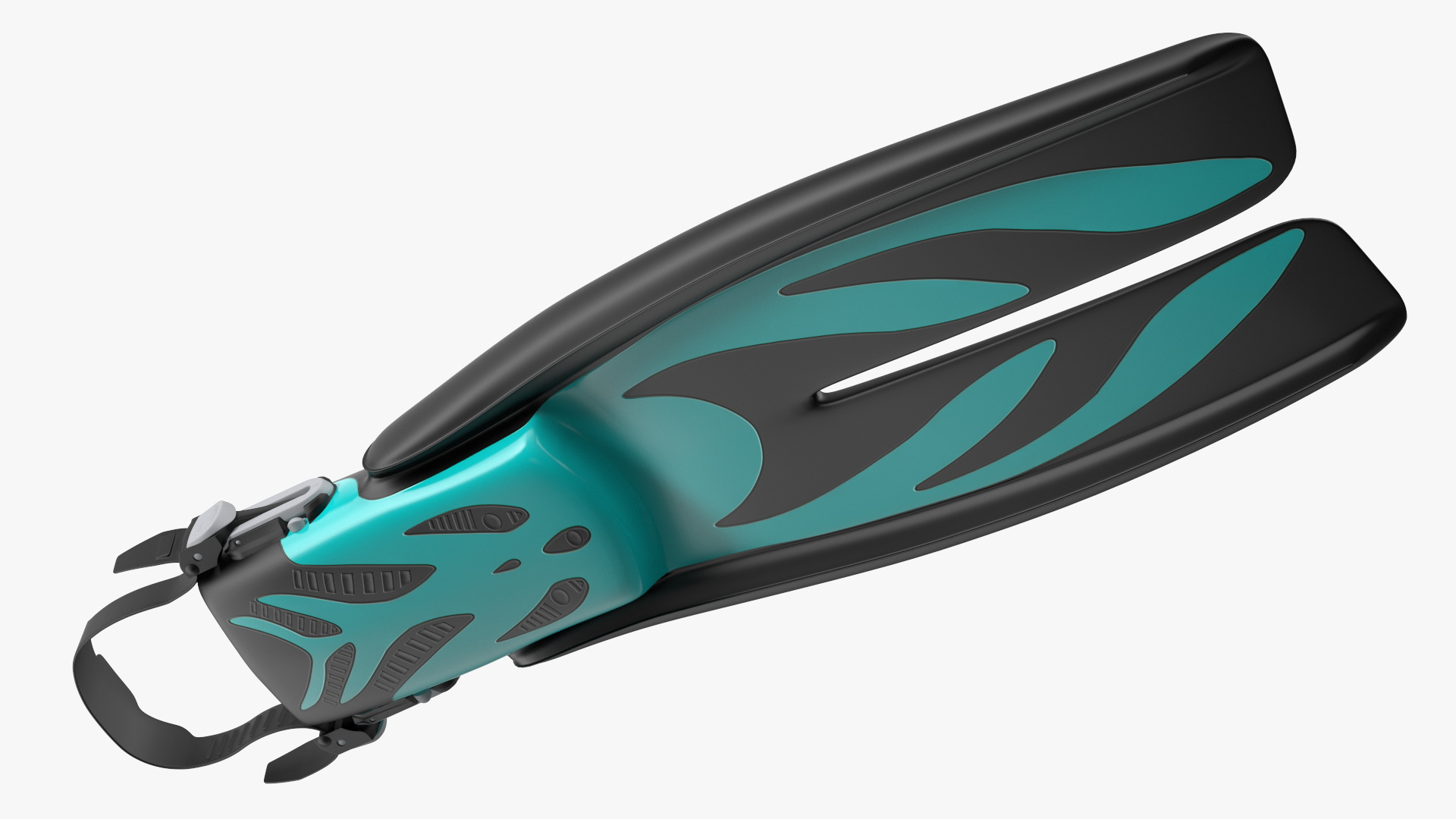 3D model Open Heel Split Fin Aqua Color