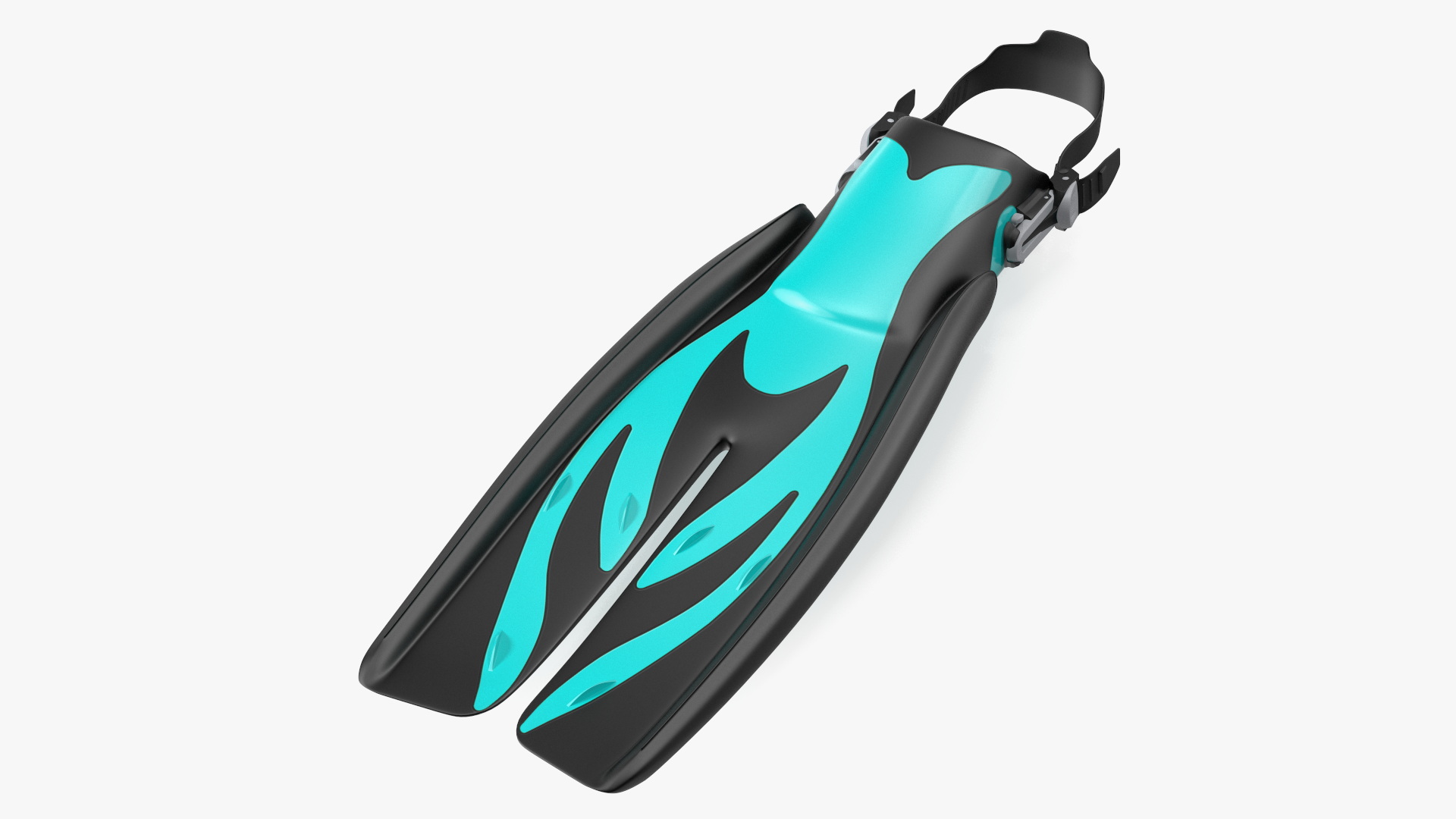 3D model Open Heel Split Fin Aqua Color