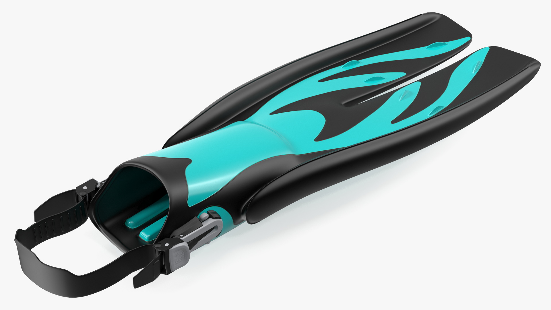 3D model Open Heel Split Fin Aqua Color