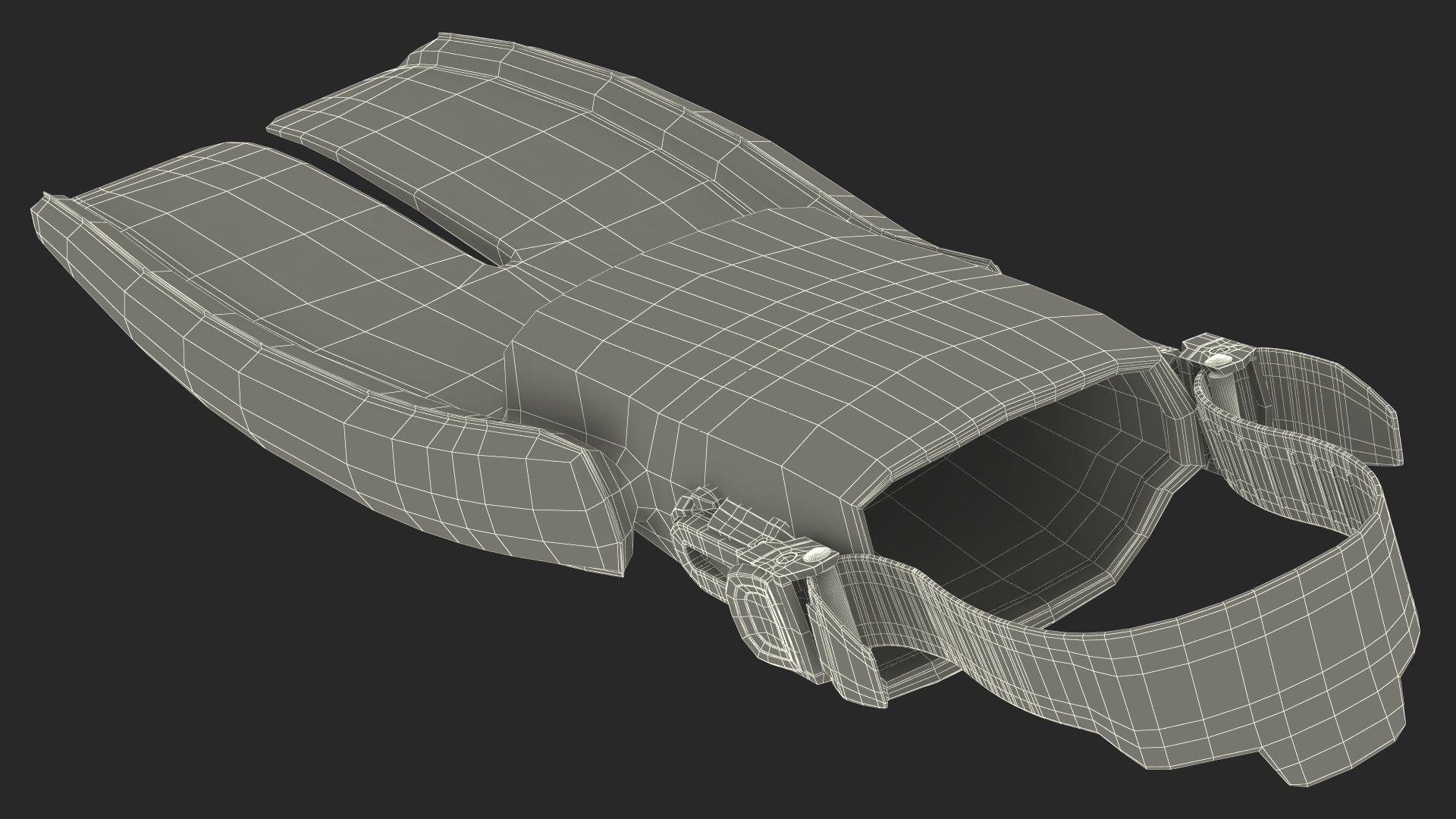 3D model Open Heel Split Fin Aqua Color