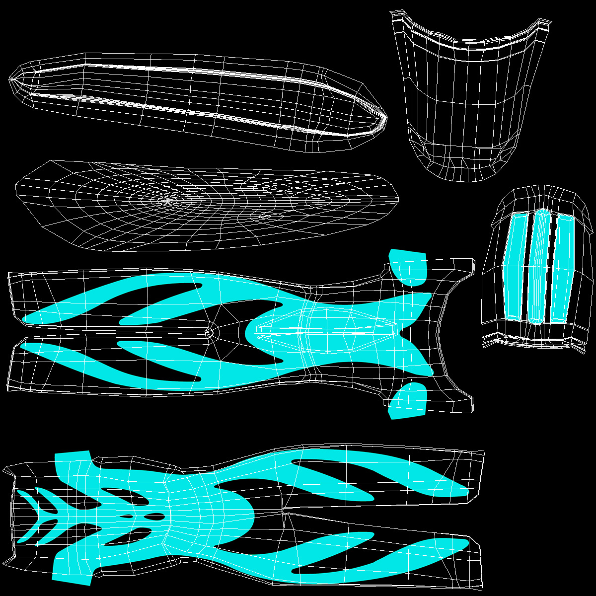 3D model Open Heel Split Fin Aqua Color