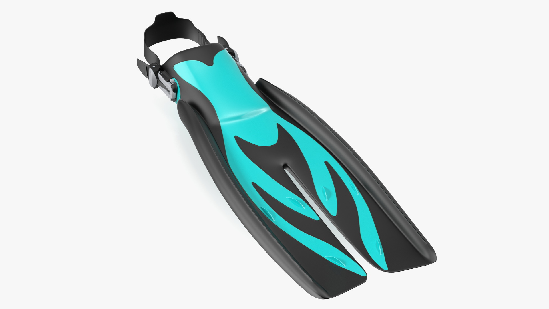 3D model Open Heel Split Fin Aqua Color