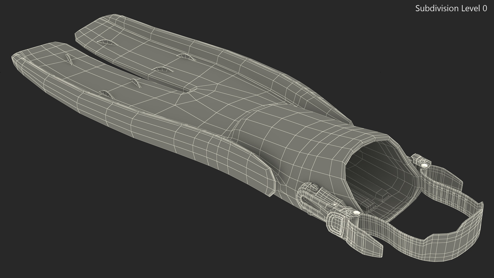 3D model Open Heel Split Fin Aqua Color