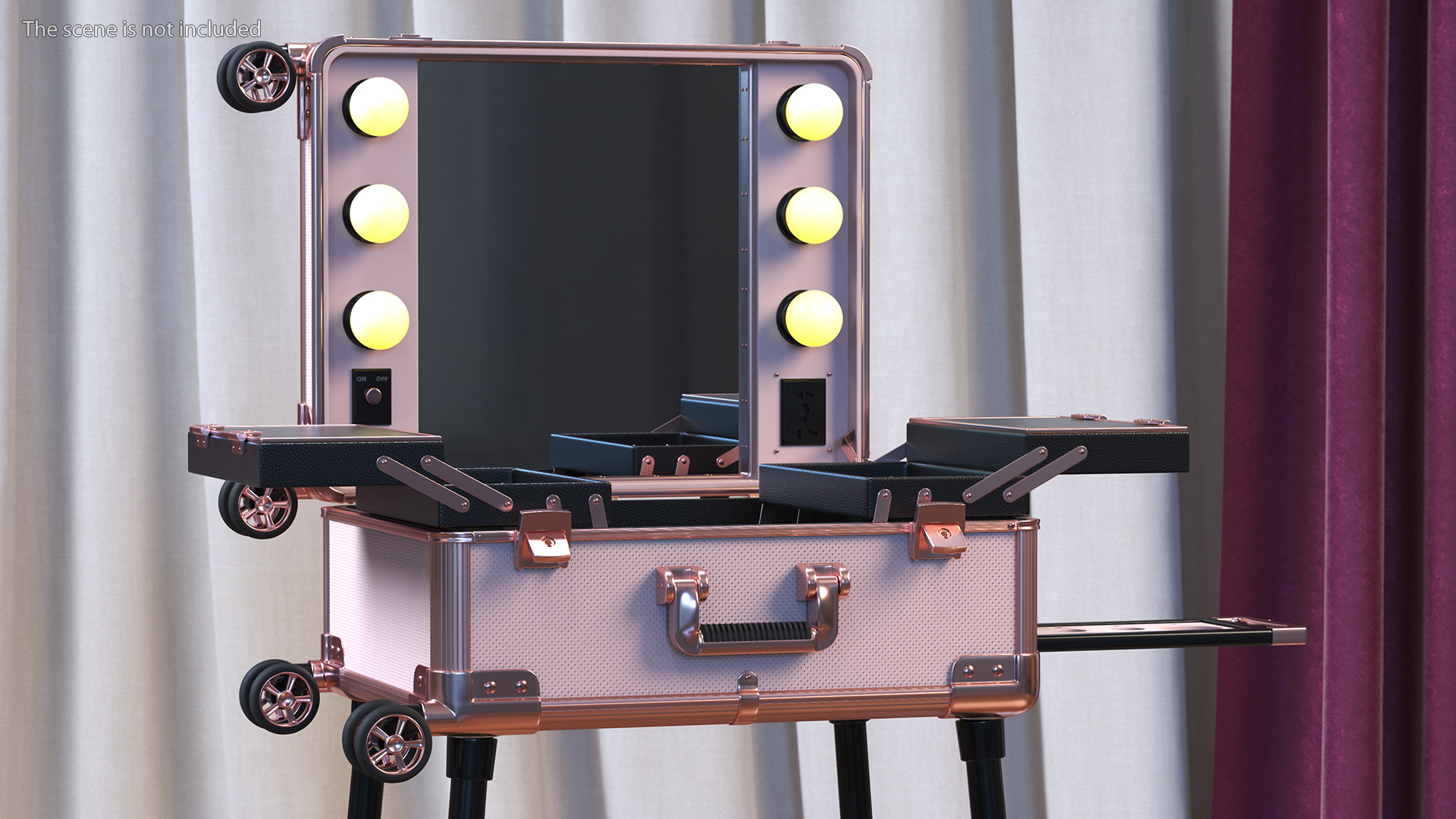 3D Professional Makeup Trolley with Light Pink model