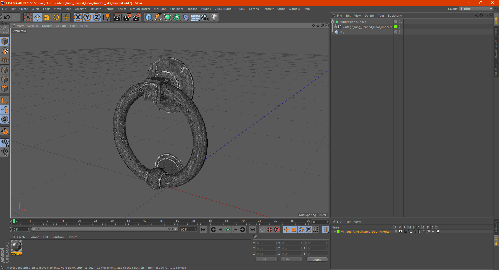 Vintage Ring Shaped Door Knocker 3D