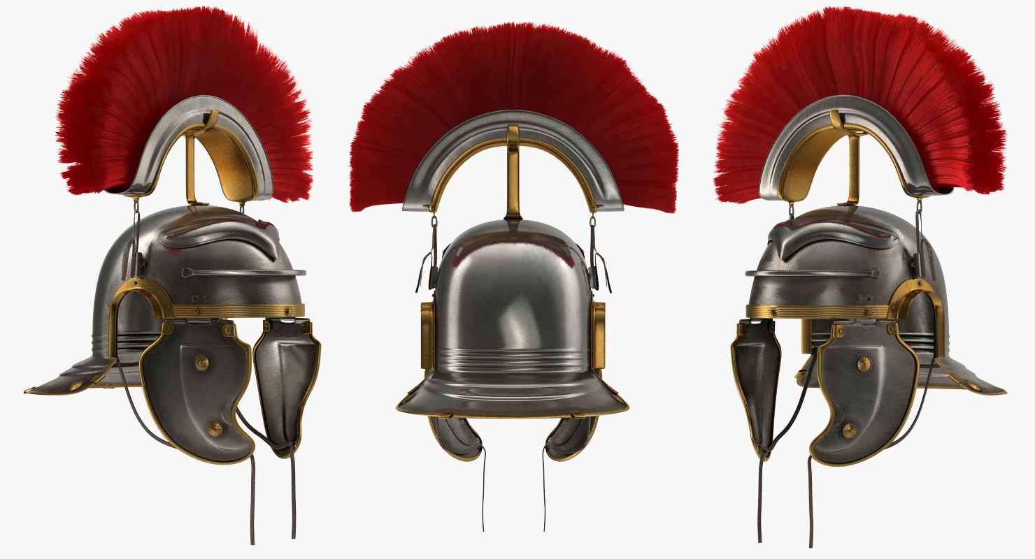 Roman Helmet with Red Crest 3D