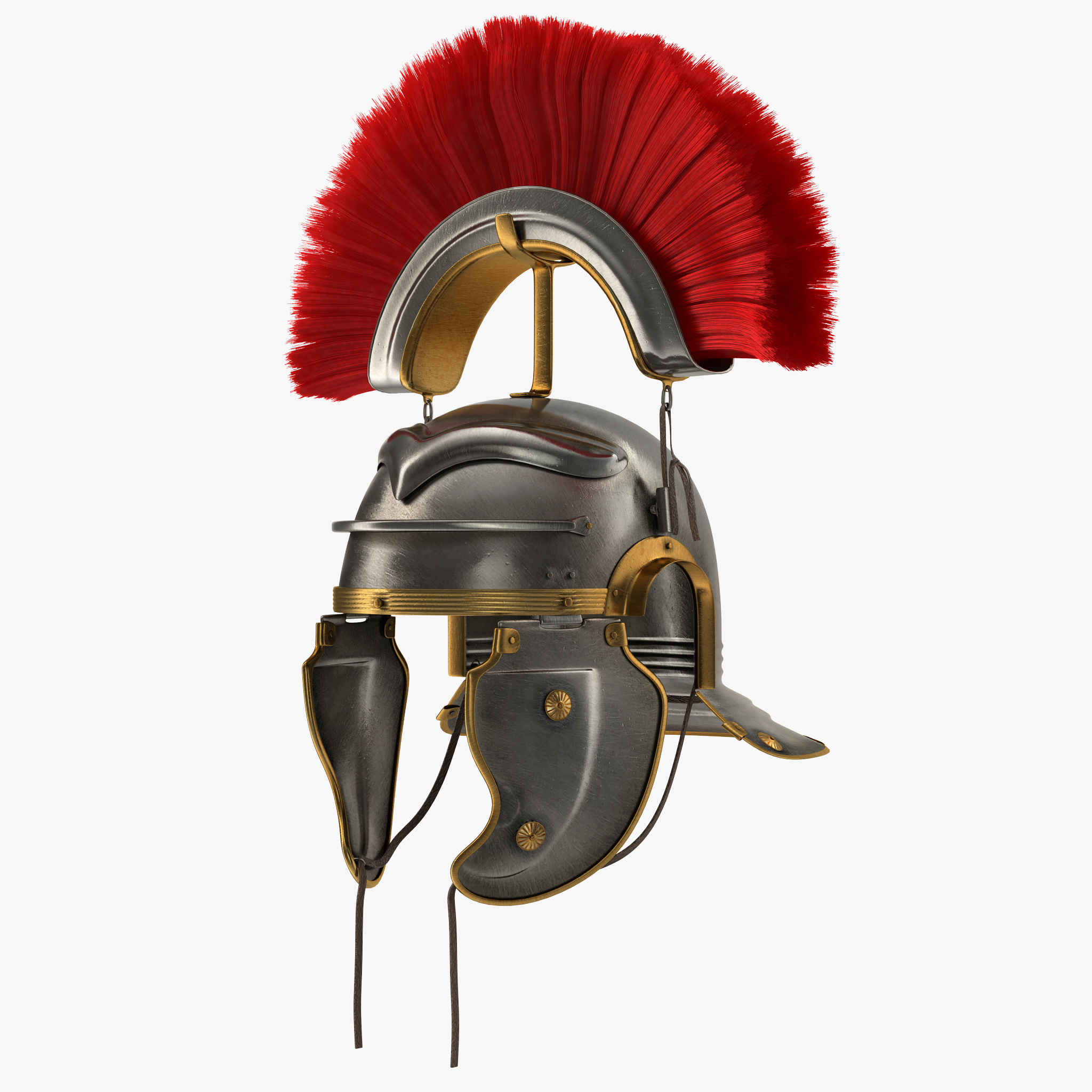 Roman Helmet with Red Crest 3D Model