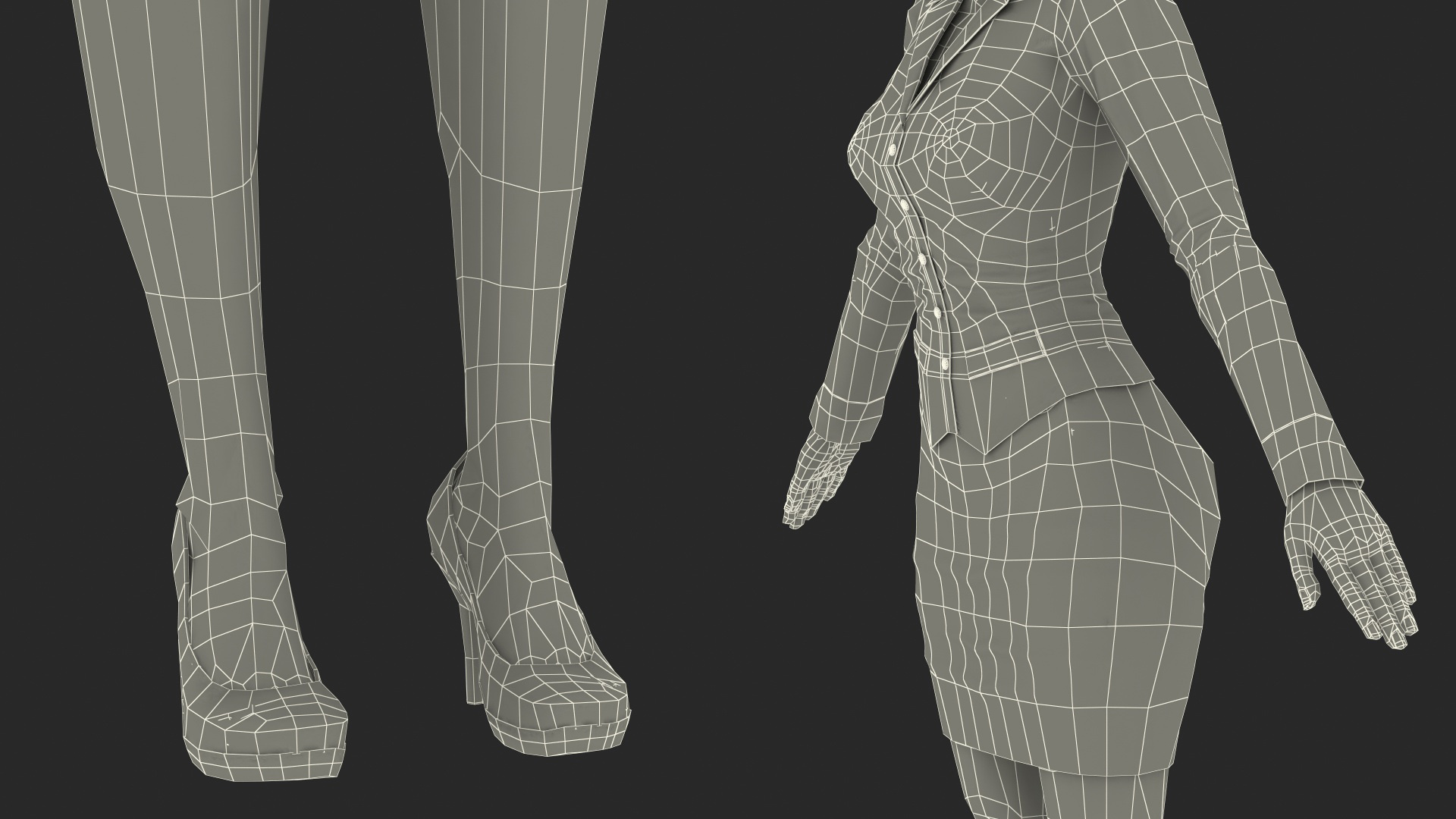 3D model Cartoon Young Girl Office Clothes Rigged